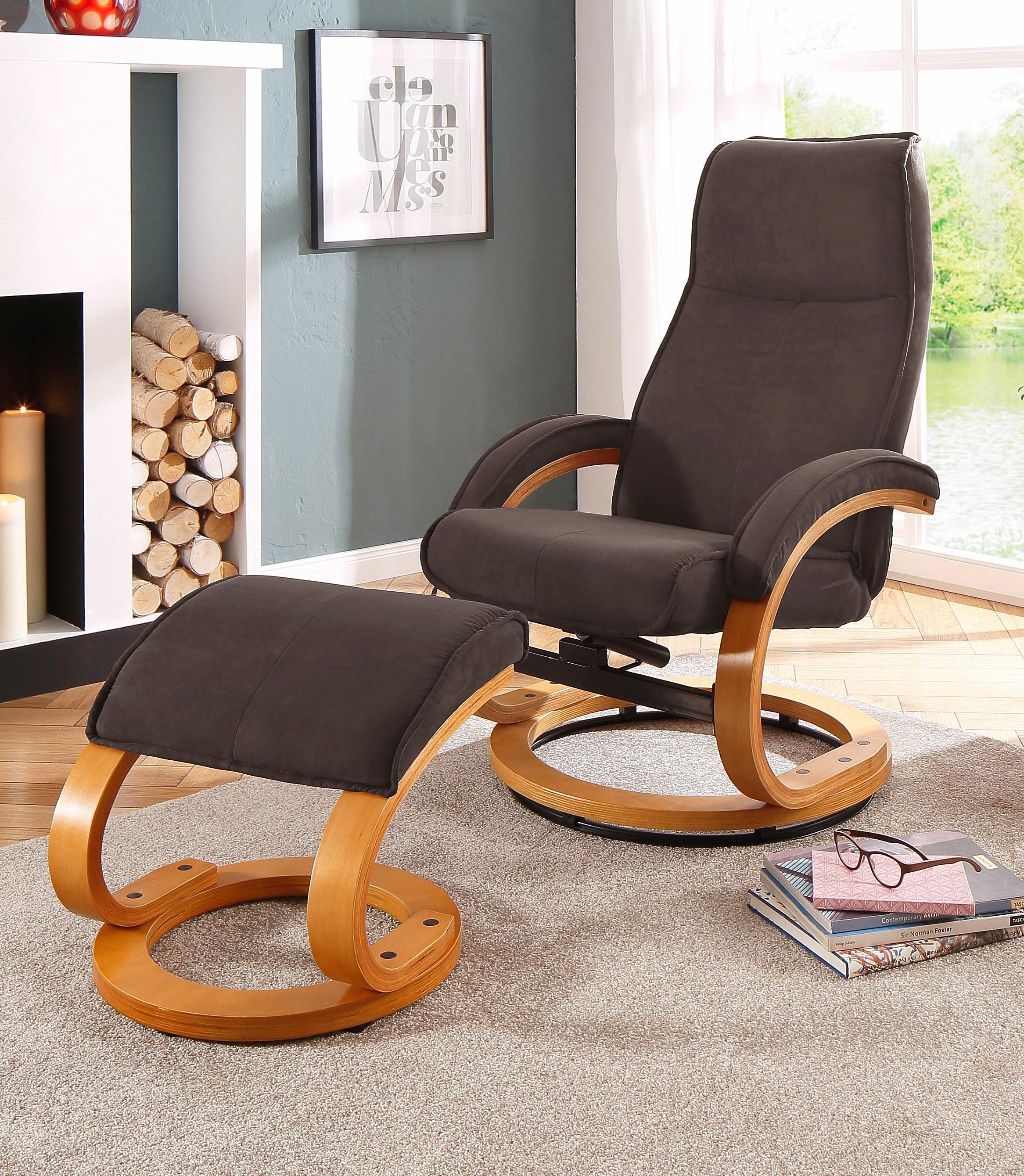Home affaire Relaxsessel »Paris, TV-Sessel mit Hocker und manueller Liegefunktion« Set, bestehend aus Sessel und Hocker, 2 Stk. tlg. Dreh- und Kippfunktion