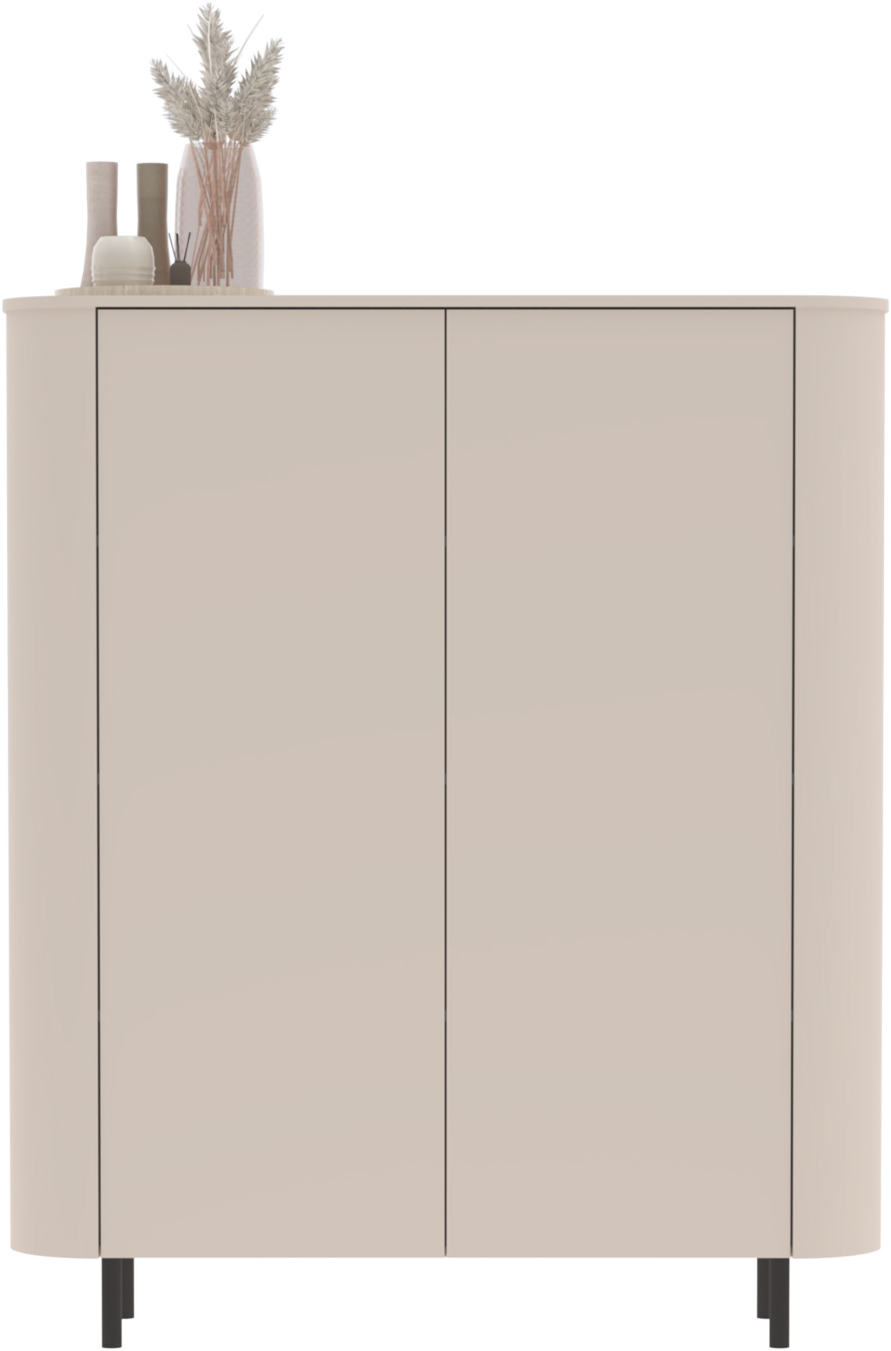 INOSIGN Highboard »Lido, B/H 131/154 cm, 2 Türen, Stauraumschrank, Hochkommode« Formgebogenes MDF, Stirnseiten mit Rundung, Push-to-open, Metallfüße