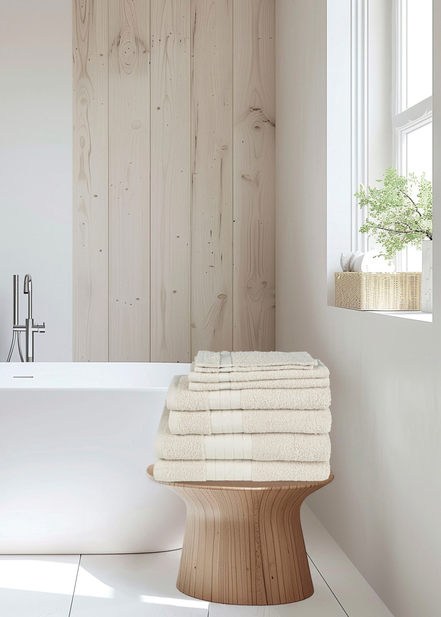 Emotion Handtuch Set »Uni«, (8 St., 2 Badetücher-2 Gästetücher-2 Handtücher 5-2 Waschlappen), Baumwolle, Walkfrottee, Bordüre, 500 GSM, Einfarbig, ohne Aufhängung