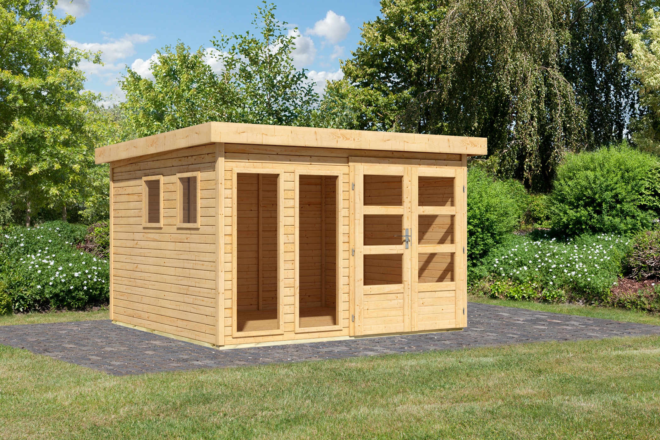 Karibu Gartenhaus »Langesee 6« aus hochwertiger nordischer Fichte mit wasserabweisender Profilierung