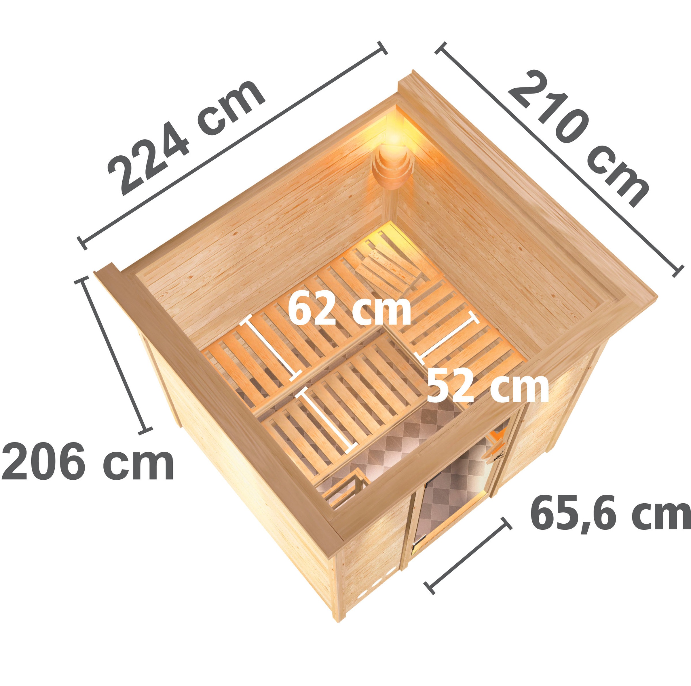Karibu Sauna »Menja« Set,  9-kW-Ofen mit externer Steuerung