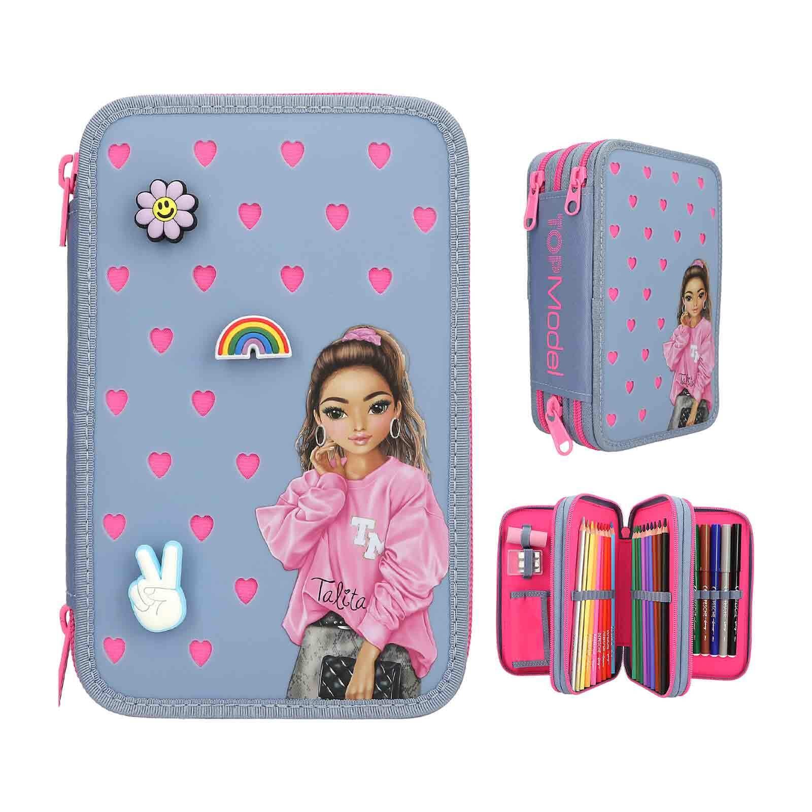 Depesche Buntstift »3-Fach Federtasche mit Silikon-Pins TOPModel 7,5 x 13 x 20 cm blau«