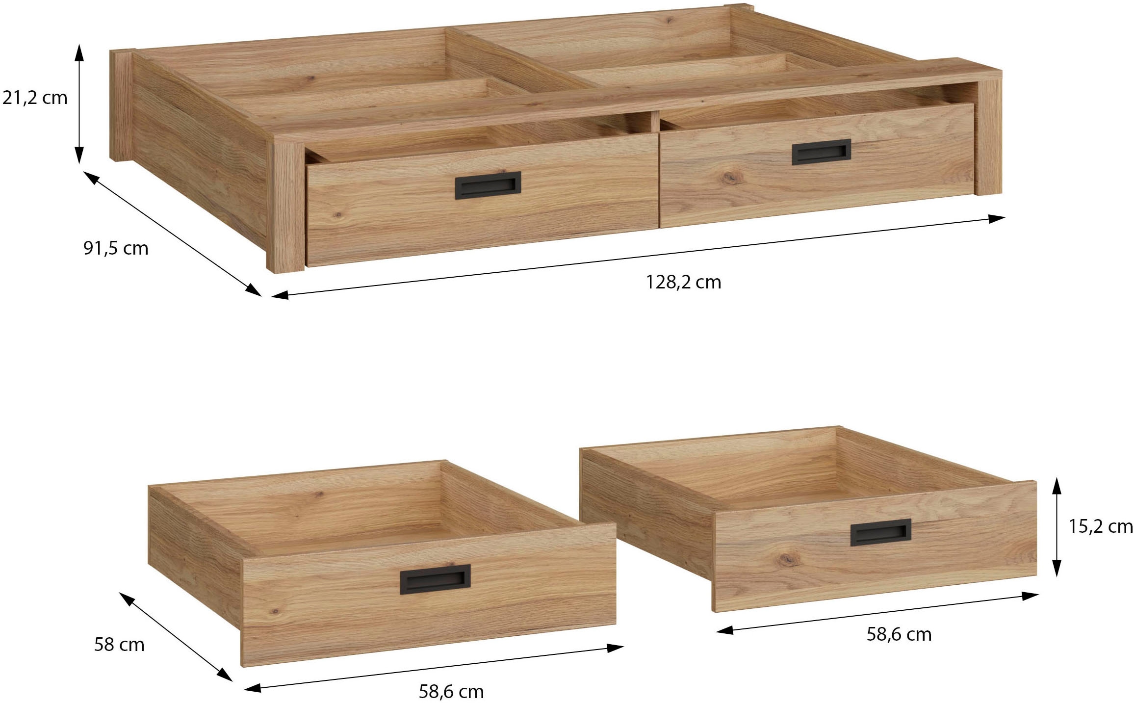 FORTE Schubkasten »Jytana Jugendzimmer« B/H/T 128,2/21,2/91,5 cm 2 separate Schubkästen