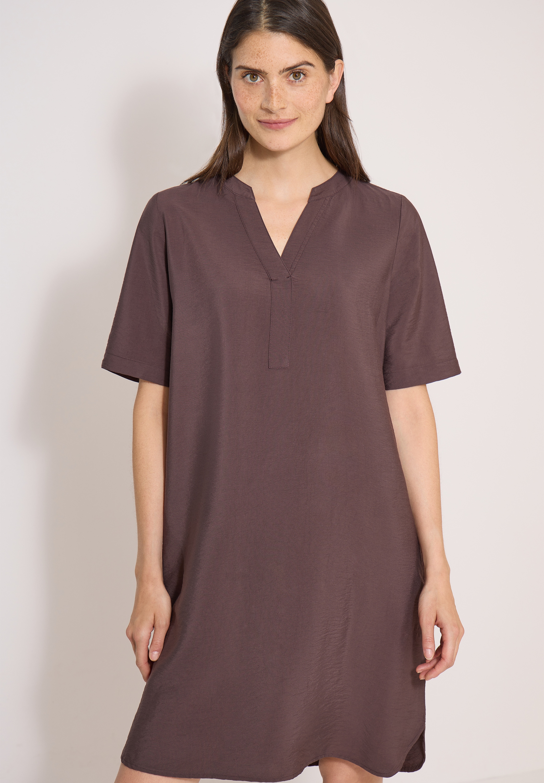 Cecil Sommerkleid Eingrifftaschen Viskosemix, Split Neck, knieumspielend