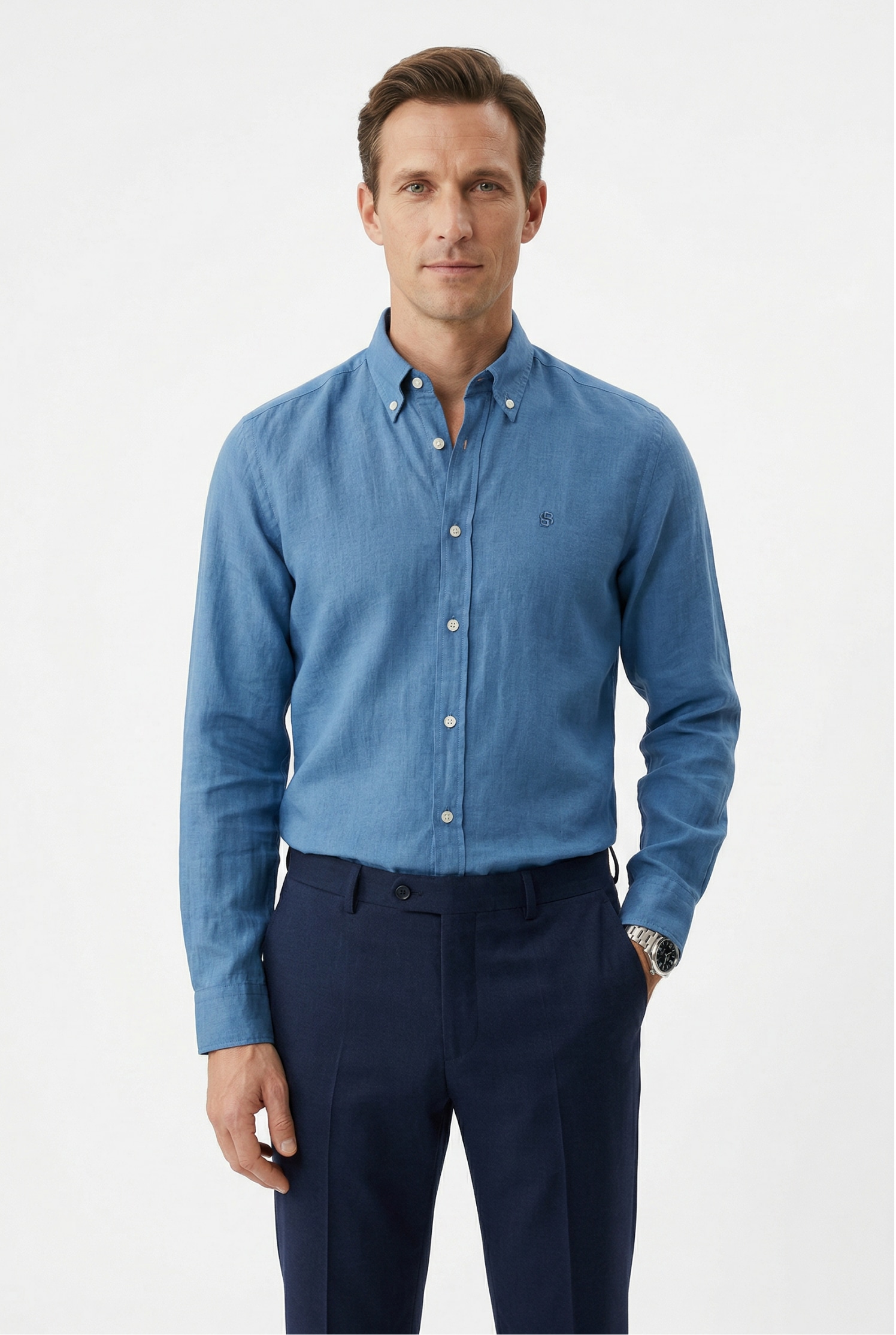 BOSS Leinenhemd »LIAM« 100% Leinen mit Button-Down-Kragen, regular fit