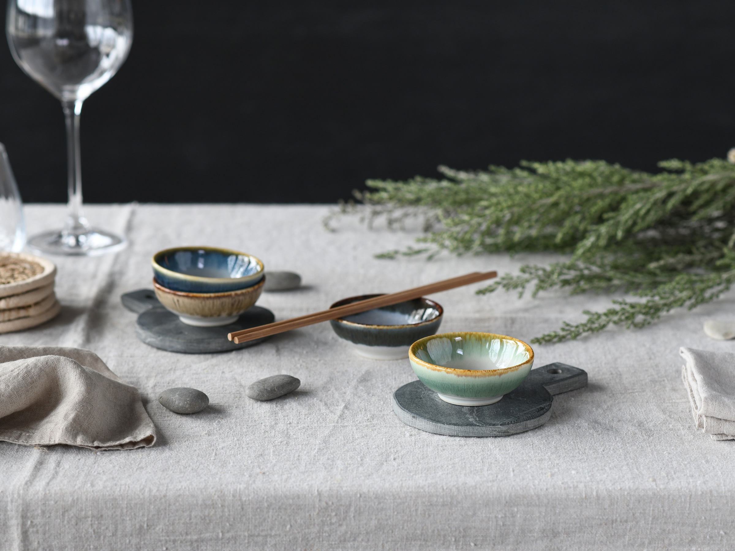 CreaTable Schale »Cascade, Sojaschale 4-tlg« 4 Stk. aus Steinzeug Rekativglasur, Healthy Food