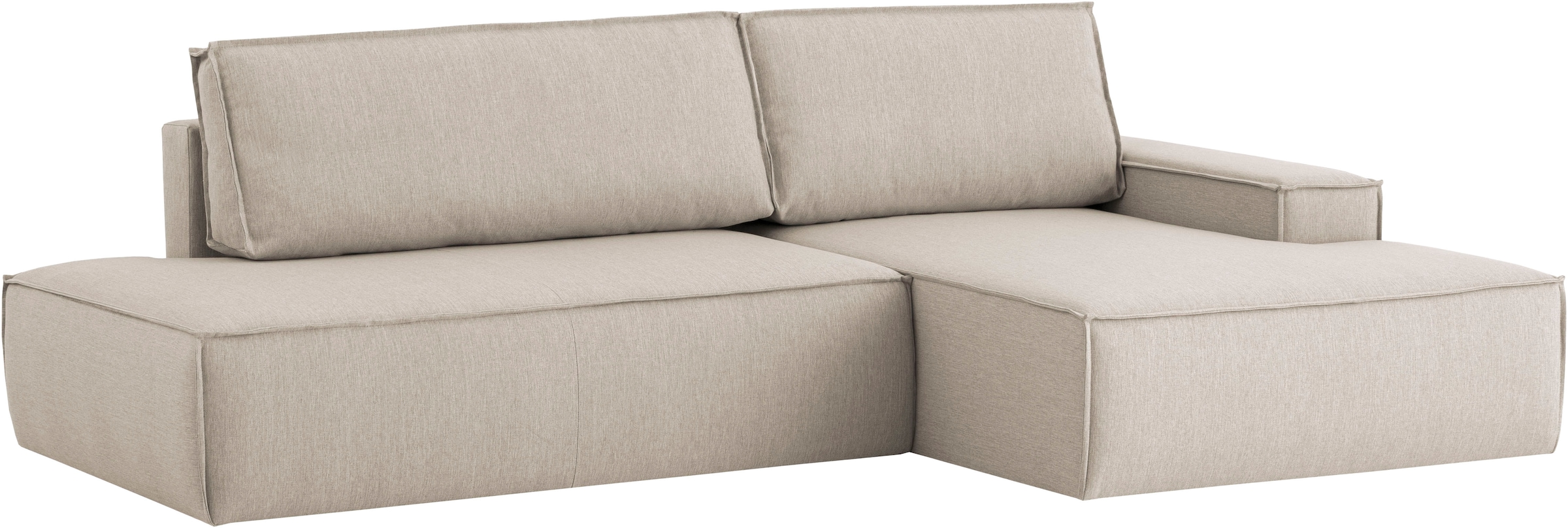 Home affaire Ecksofa »SHERWOOD, Schlafsofa in L-Form offen (275cm), Cord, Leinenoptik«, Schlaffunktion und Bettkasten, Kedernaht, hoher Sitz- & Liegekomfort