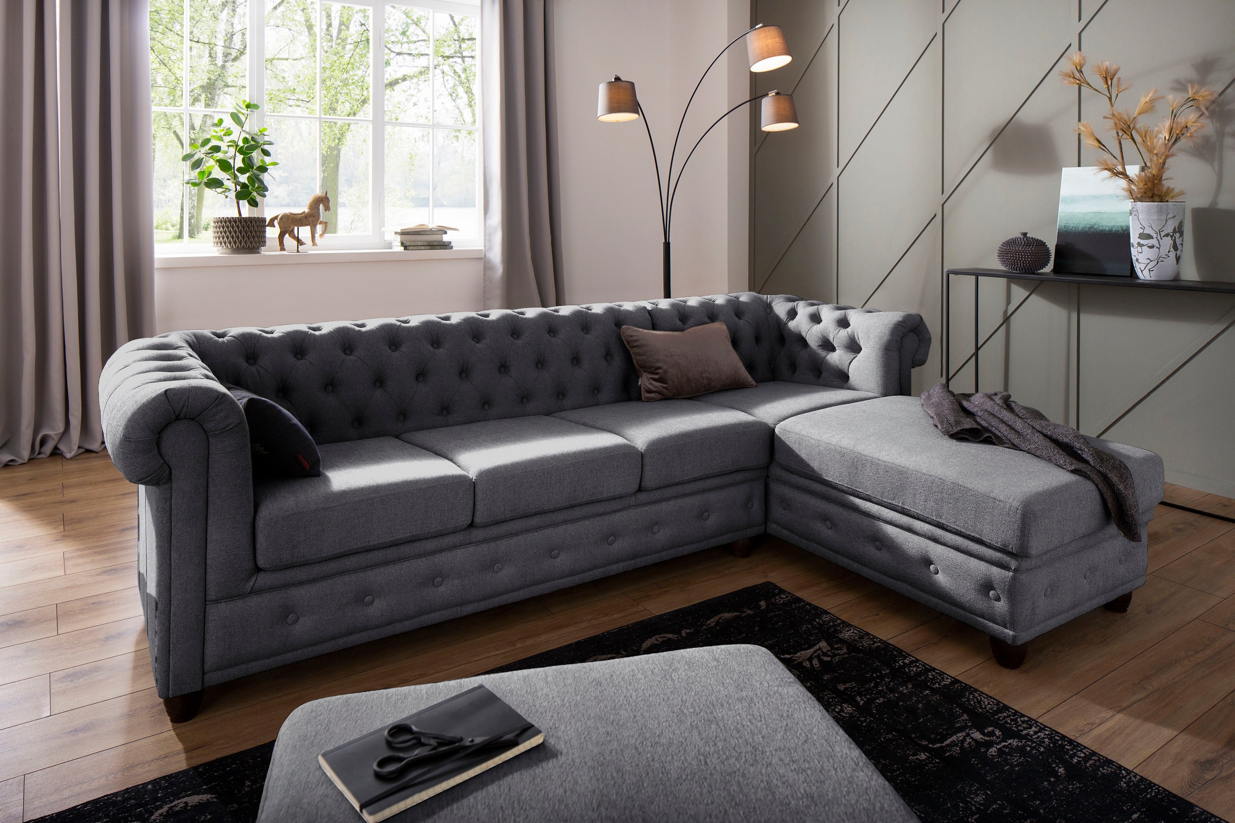 Home affaire Polsterhocker »New Castle«, passend zur "New Castle"-Serie, B/T/H: 75/70/45 cm