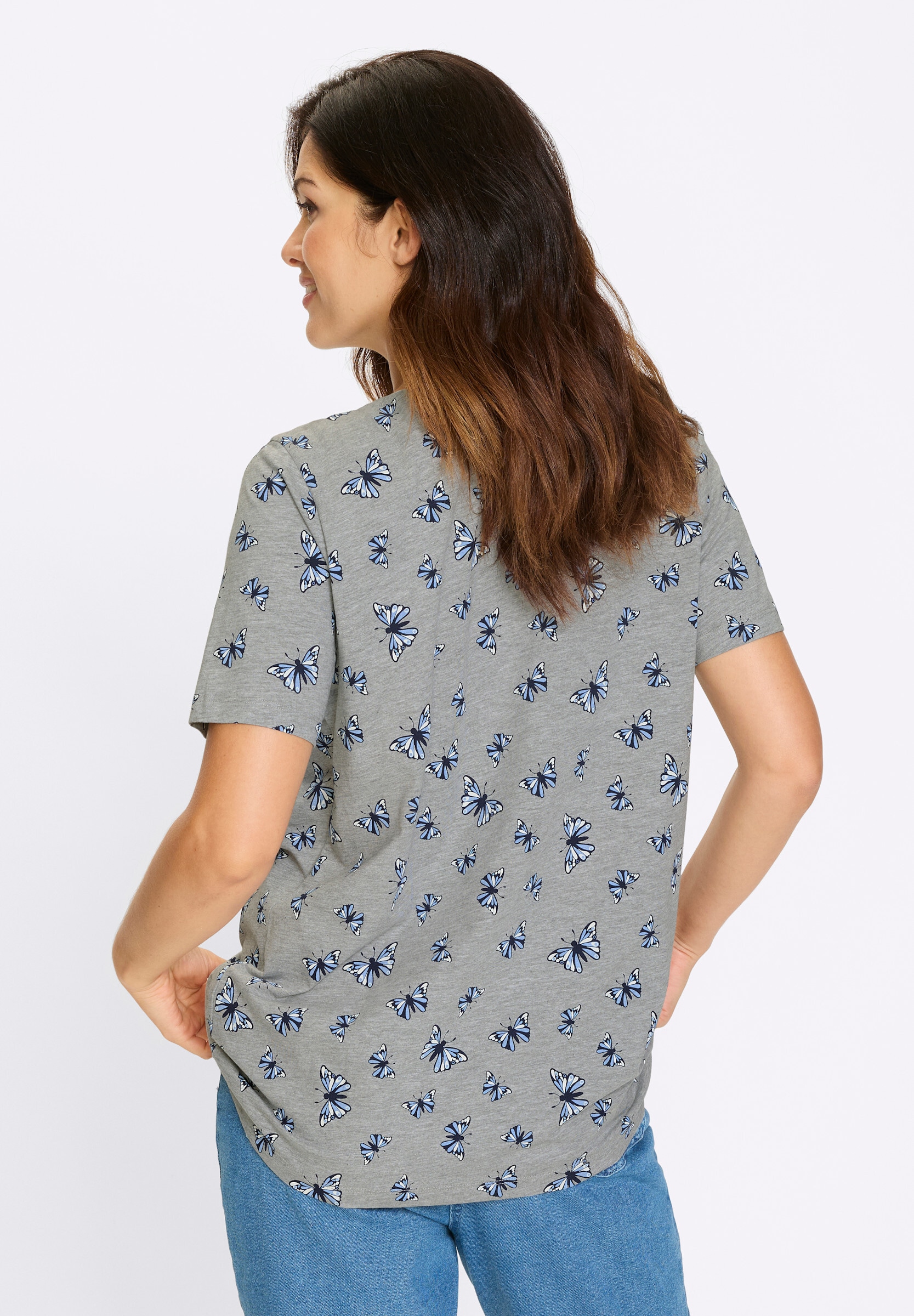Sieh an! Longshirt »Longshirt Longshirt im Schmetterlings-Dessin«
