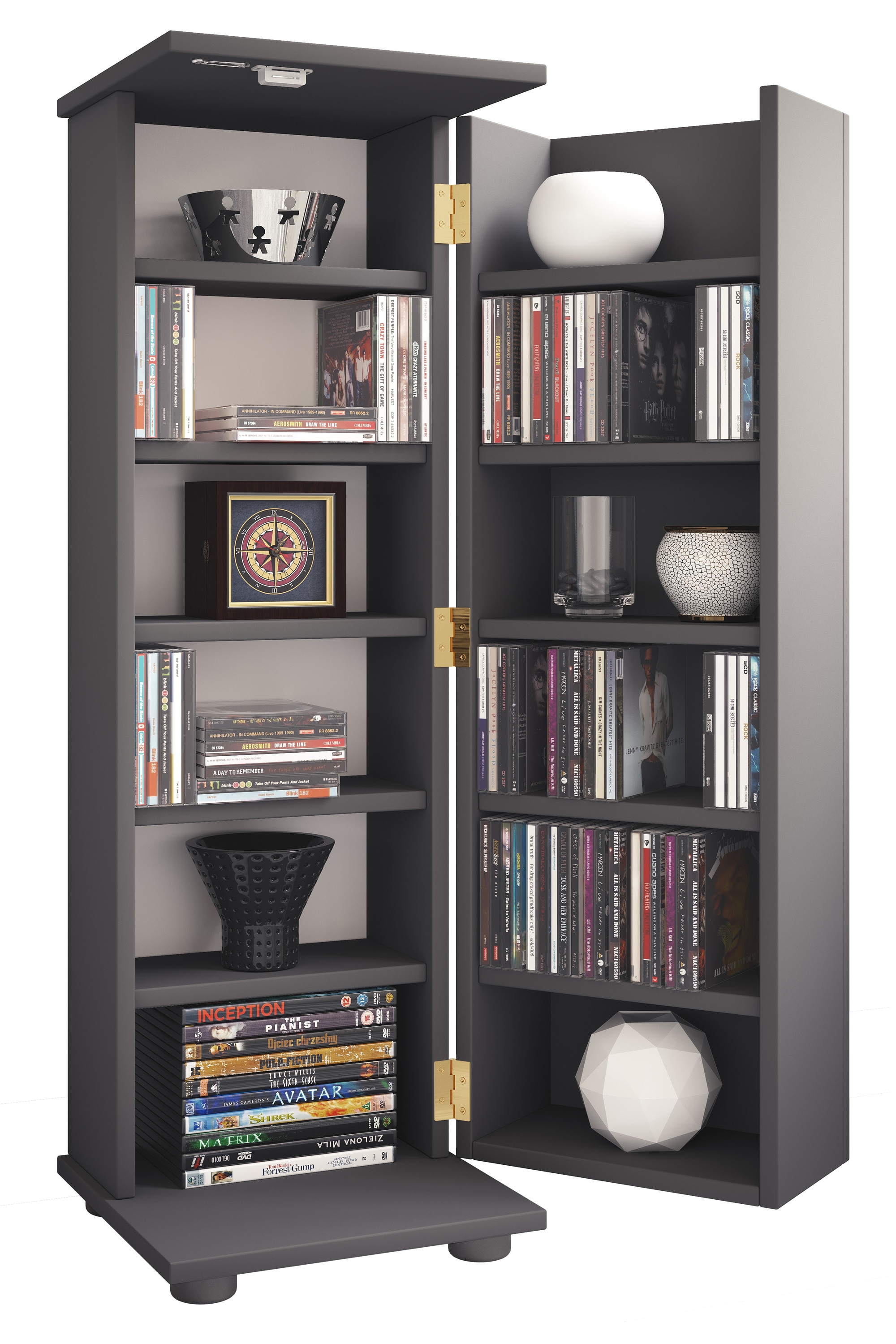 VCM Media-Regal »Holz Schrank CD DVD Regal abschließbar Engalo L« 1 Stk. tlg.
