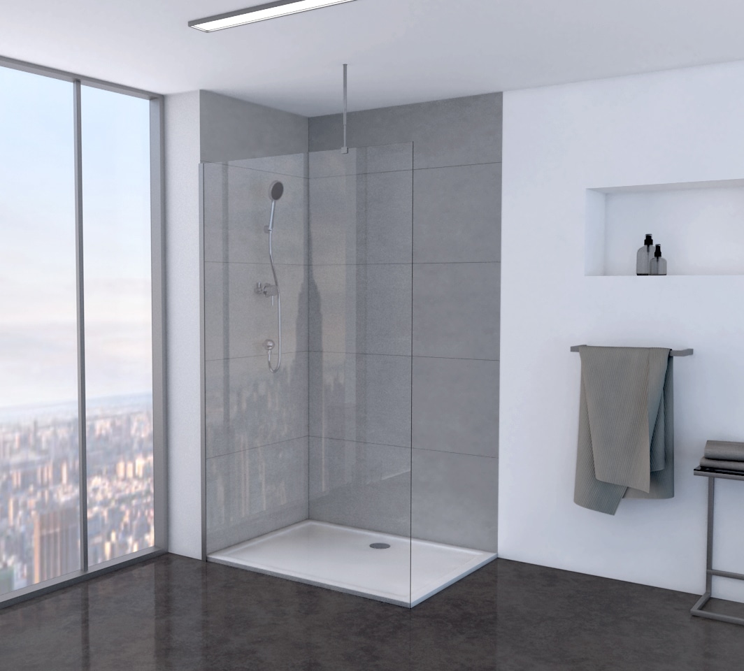 Marwell Walk-in-Dusche, mit verchromten Wandprofil