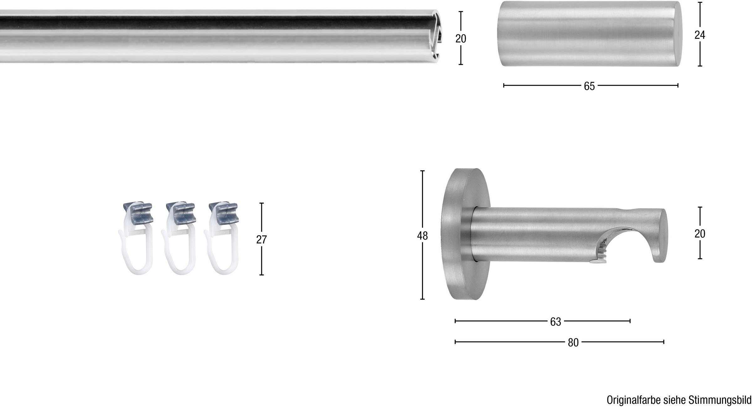 GARESA Gardinenstange »EASY«, 1 läufig-läufig, Wunschmaßlänge, Vorhanggarnitur-Innenlauf, verlängerbar, Wandmontage, Aluminium