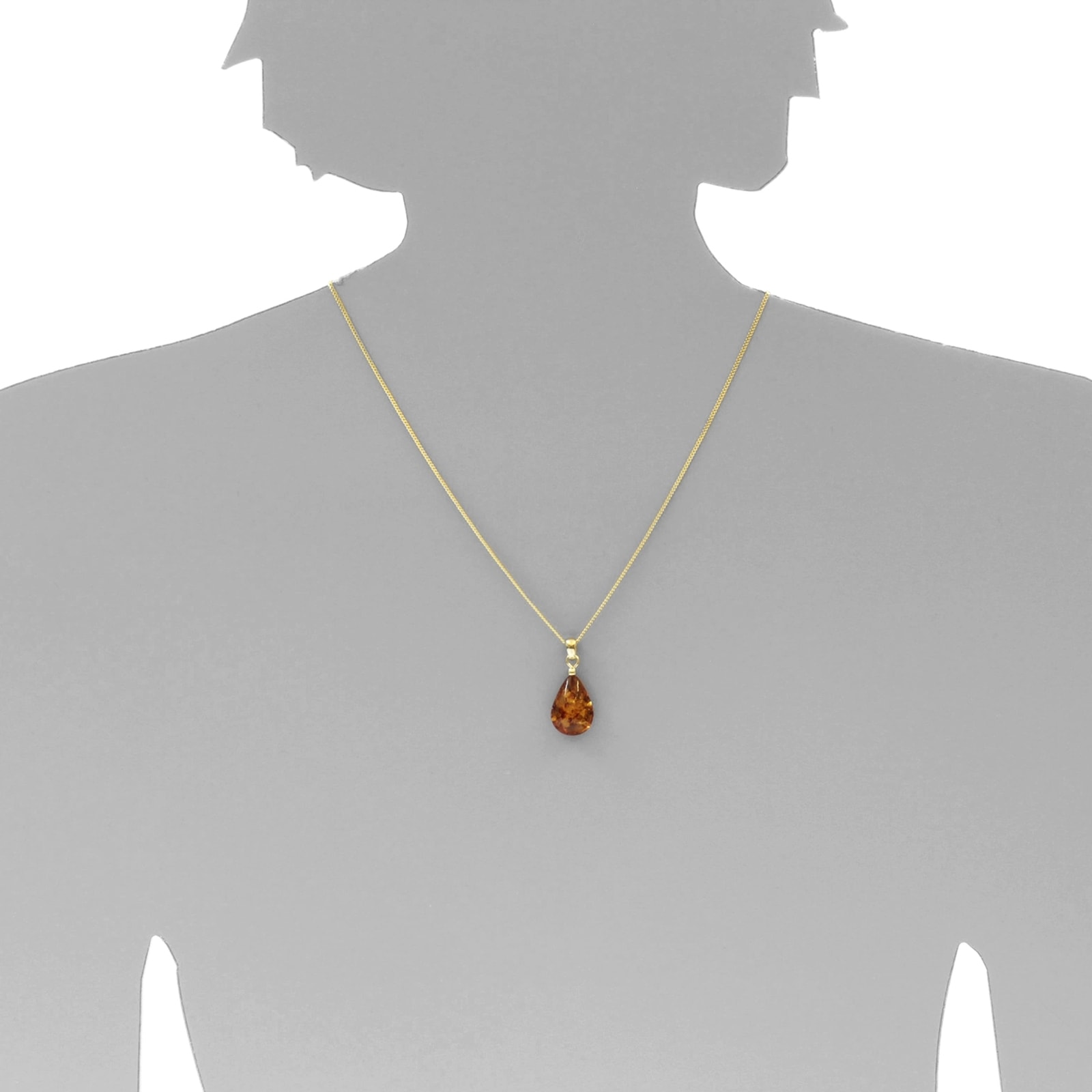 OSTSEE-SCHMUCK Kettenanhänger »- Tropfen flach, ca. 20 mm lang - Silber 925/000 vergoldet - Bernstein - ,«