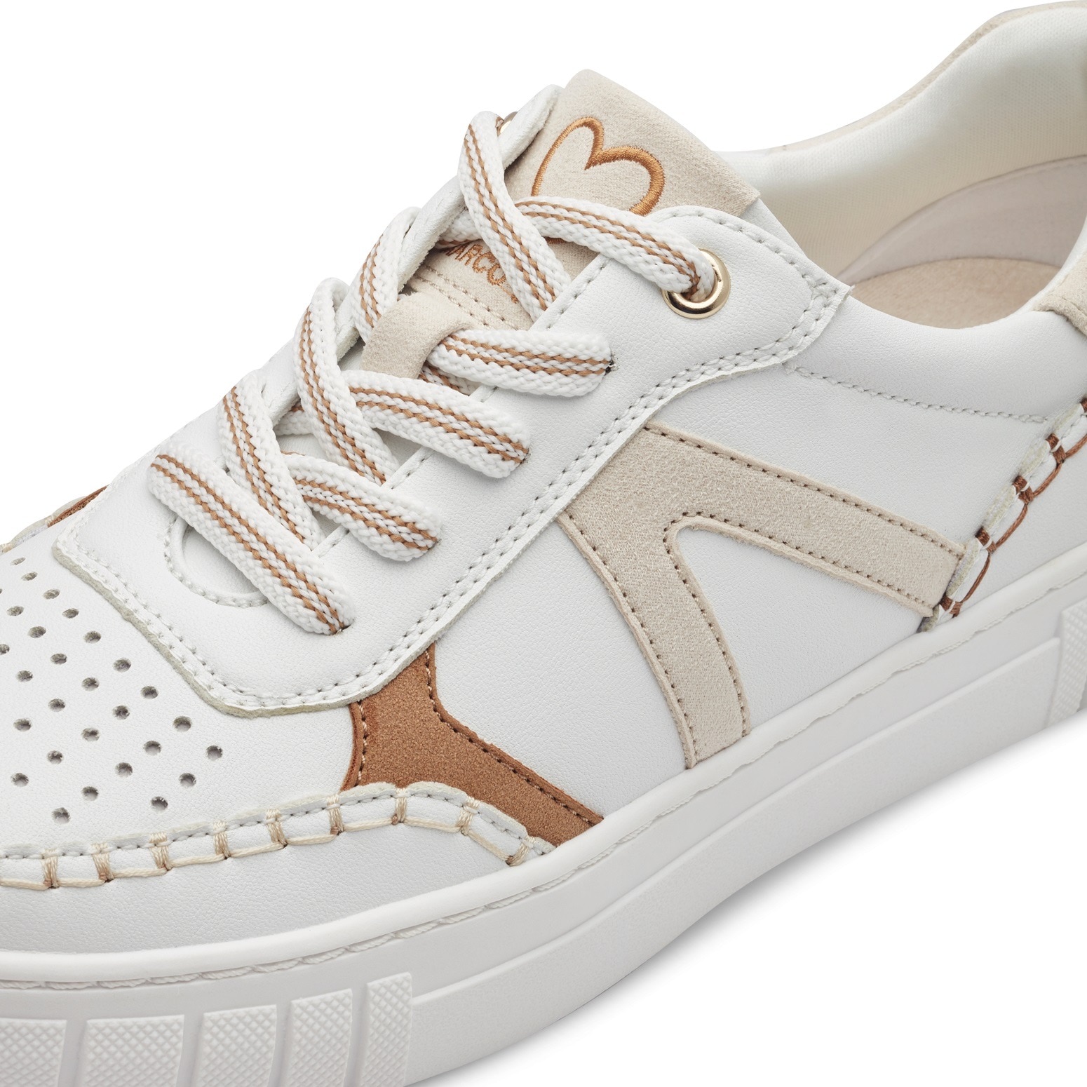 MARCO TOZZI Plateausneaker, Freizeitschuh, Halbschuh, Schnürschuh mit unterlegtem Lochmuster