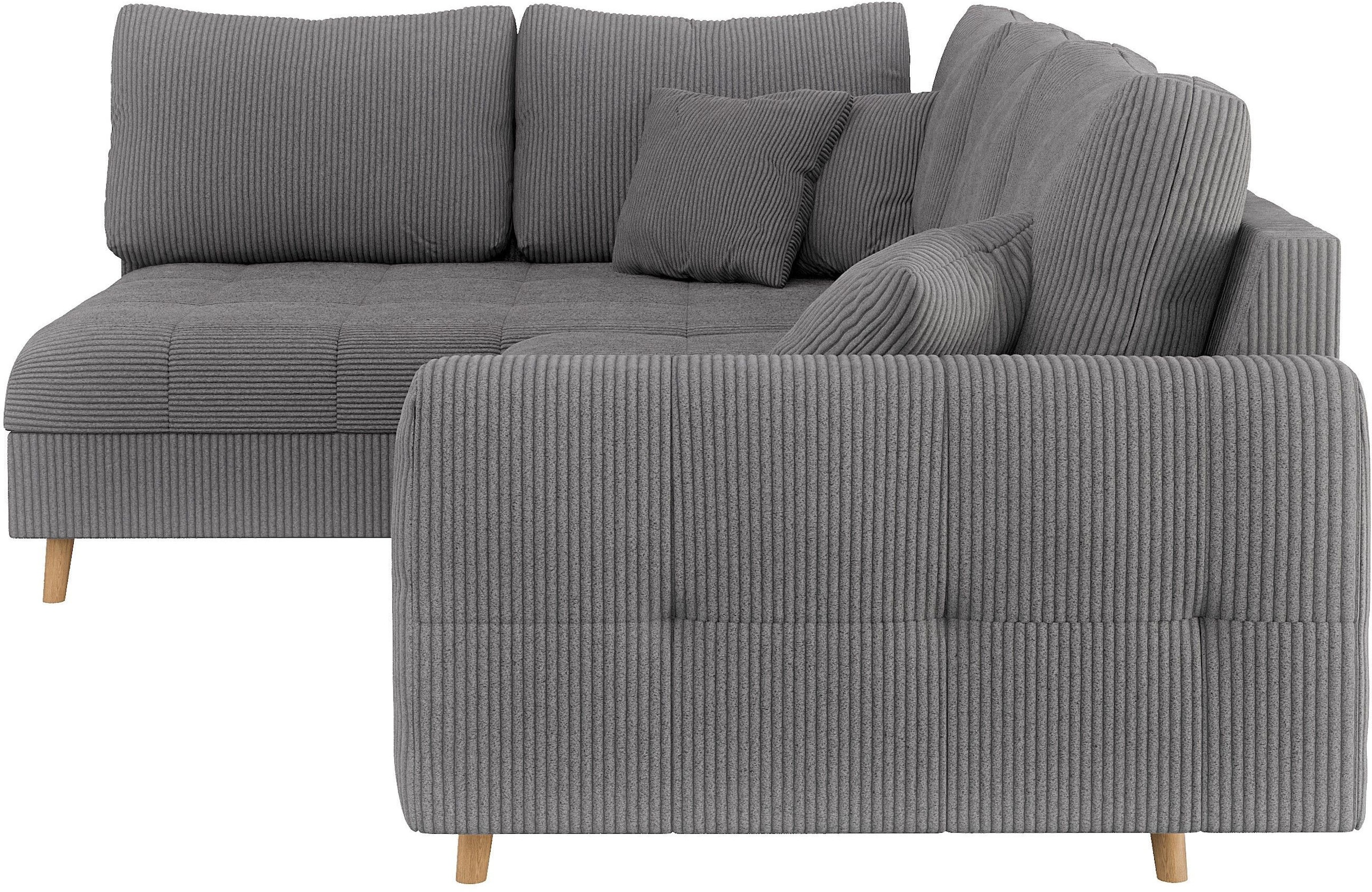 Home affaire Ecksofa »CHARRE L-Form mit Ottomane, Maße B/T/H: 231/161/81 cm«, feine Steppung, lose Rücken- und Zierkissen, auch in Cord und Bouclé
