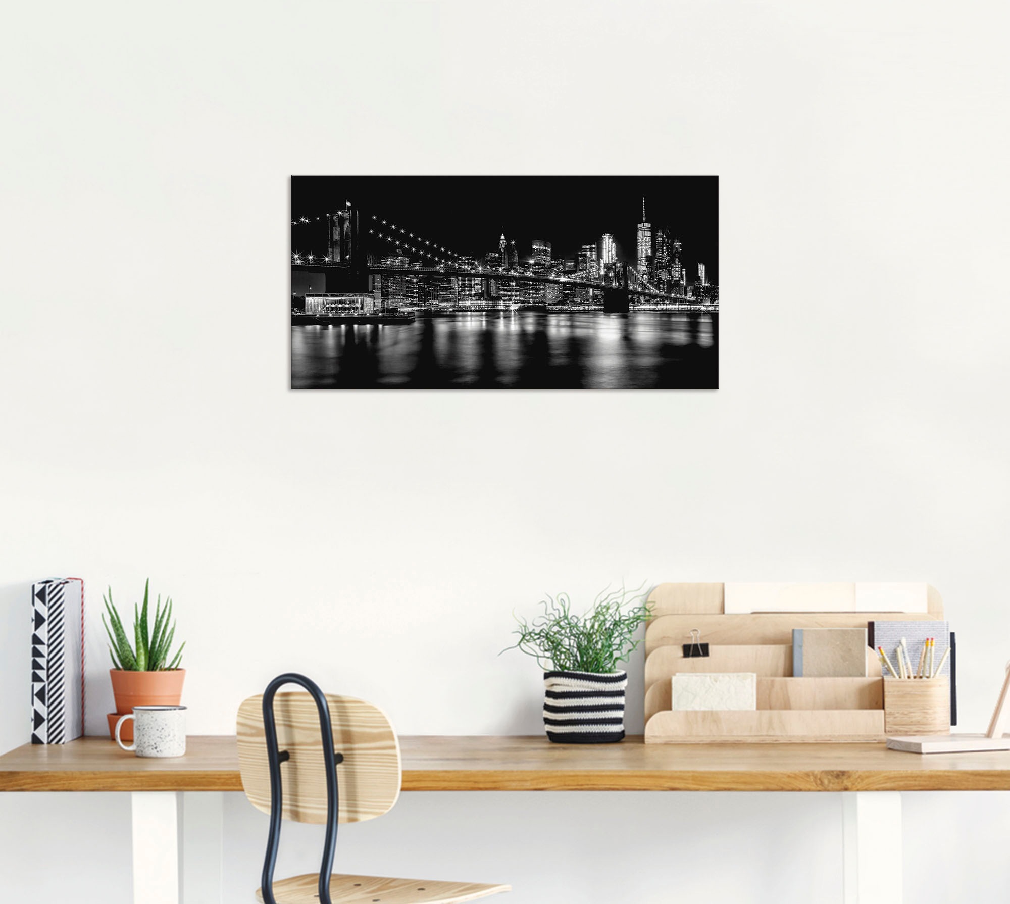 Artland Alu-Dibond-Druck »Manhattan Skyline & Brroklyn Bridge« Amerika 1 Stk. tlg. für Innen- und Außenbereich geeignet, Outdoorbild