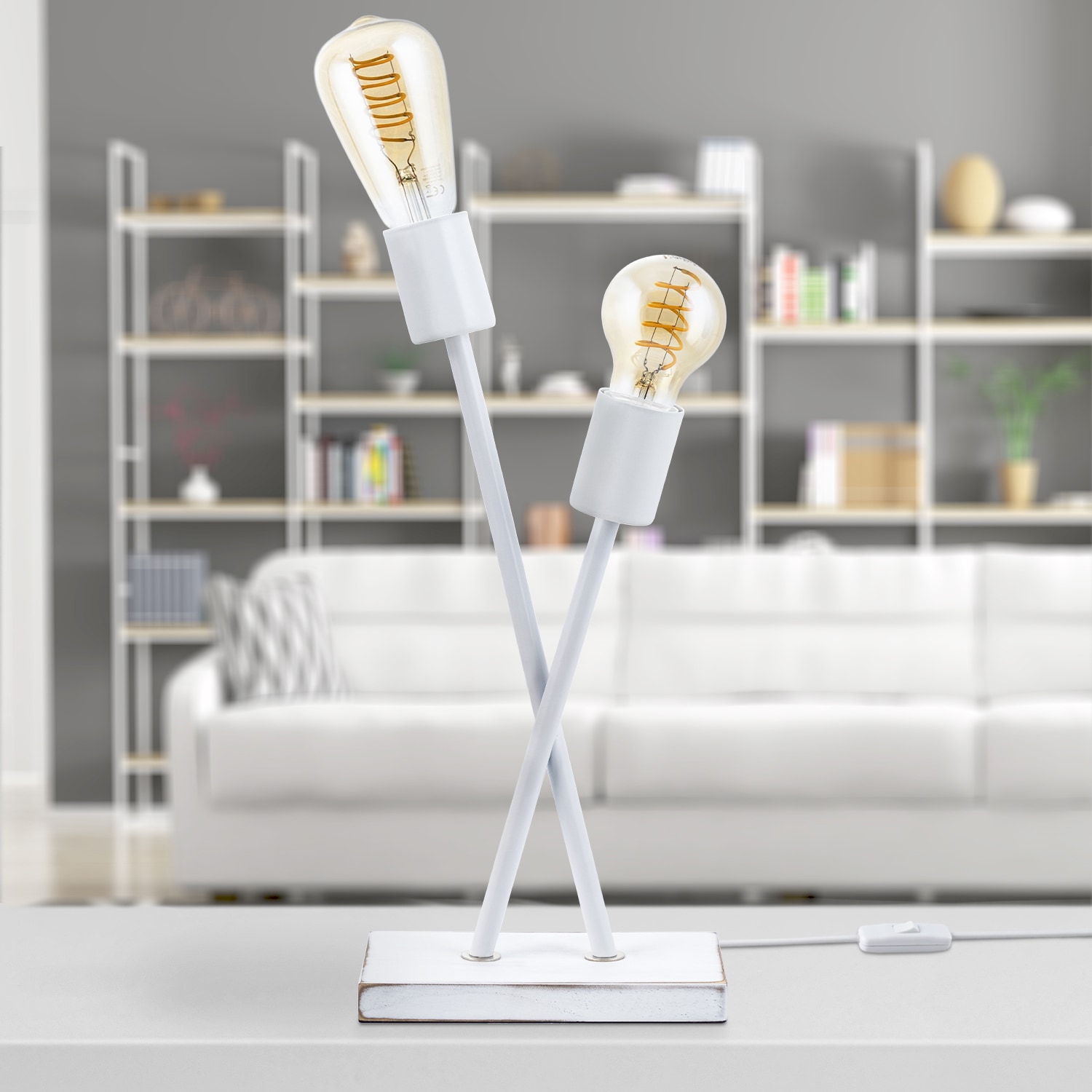 Wohnzimmer Design »IKS«, 2 LED 3 Jahren Vintage mit | kaufen Home E27 online Industrial Lampe Stehlampe Tischleuchte flammig-flammig, Garantie XXL Retro Paco