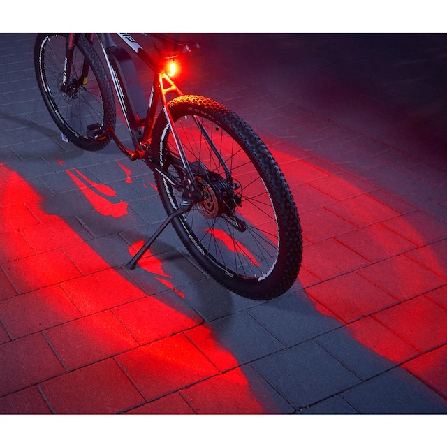 FISCHER Fahrrad Fahrrad-Rücklicht »FISCHER Akku Rücklicht TWIN mit  Bodenbeleuchtung«, (2), mit zusätzlicher Bodenleuchte bei