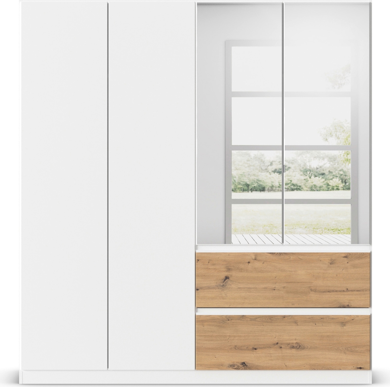 rauch Drehtürenschrank »Kleiderschrank Schrank Garderobe Wäscheschrank COSTA in 3 Breiten«, mit Spiegel, grifflose Front und Push-to-Open Funktion MADE IN GERMANY