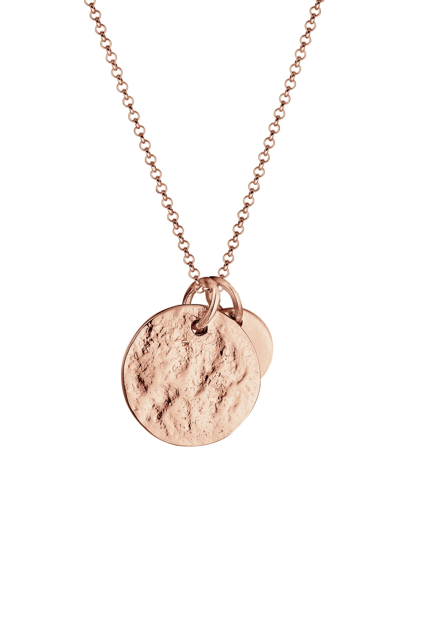 Elli Kette mit Anhänger »Halskette Plättchen Münzen Organic Look 925 Silber«