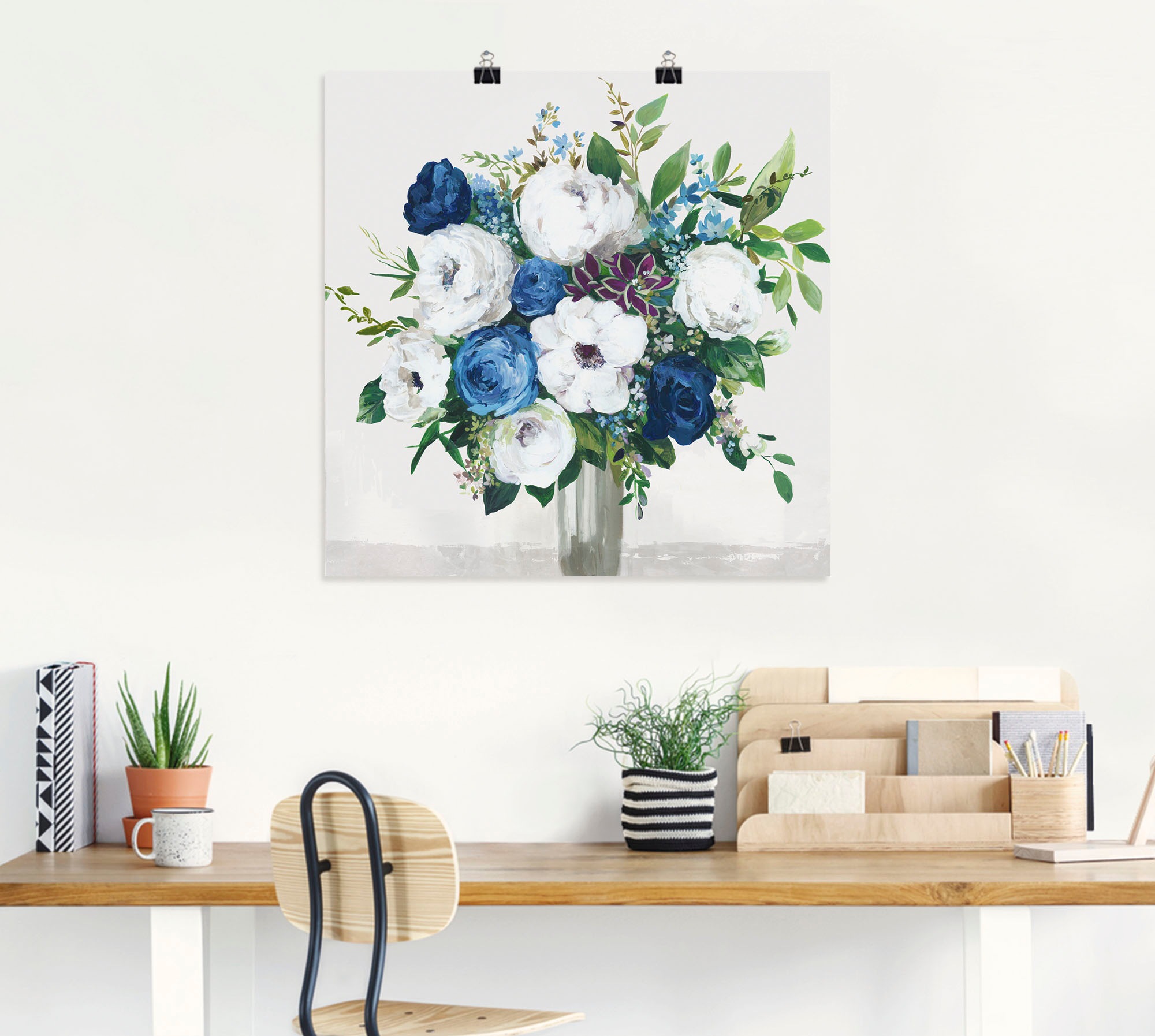 Artland Poster »Weiß-Blaue Symphonie«, Blumenbilder, (1 St.), als Alubild, Leinwandbild, Wandaufkleber oder Poster in versch. Größen