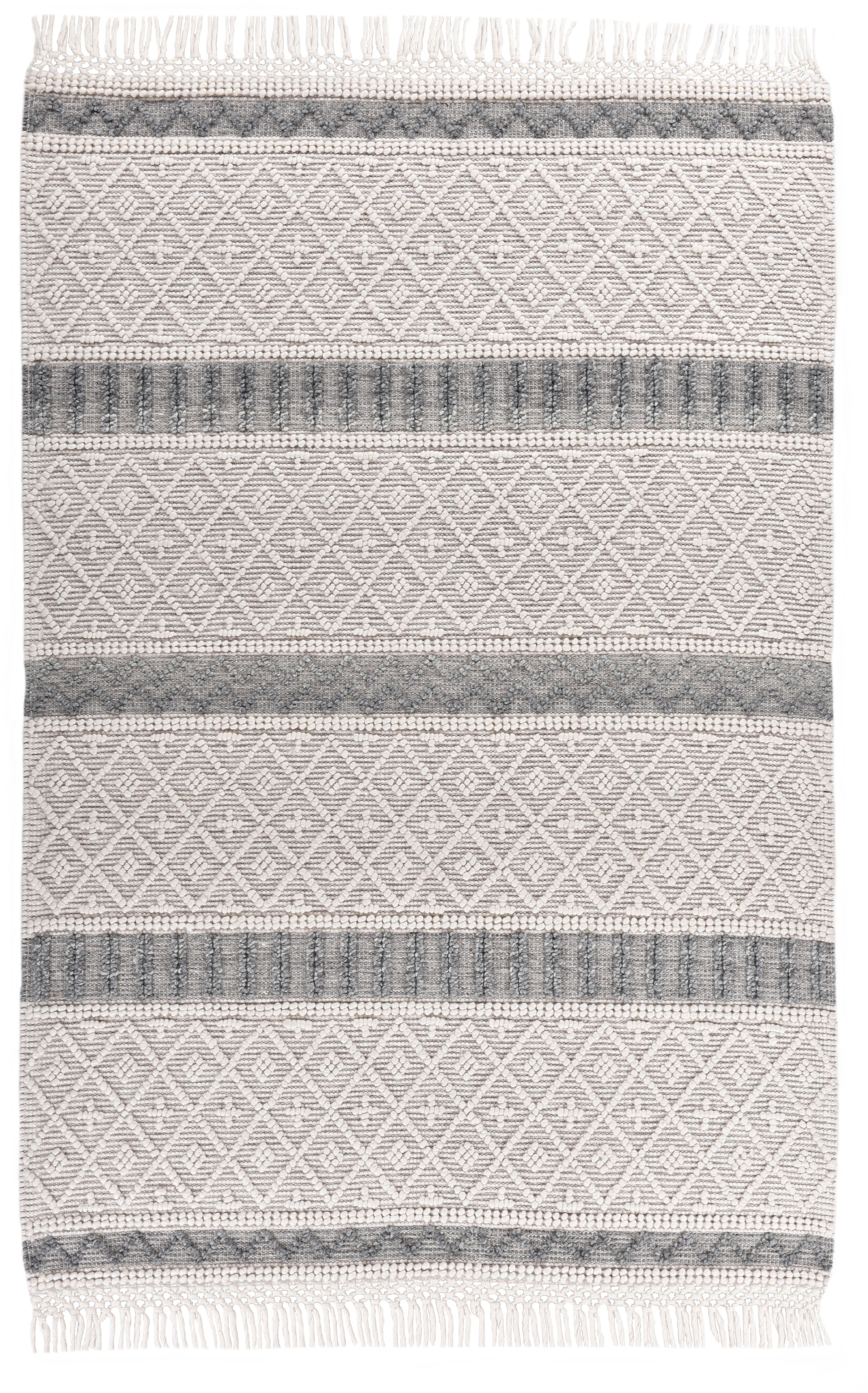 THEKO Wollteppich »Visby - 915« rechteckig 10 mm Höhe reine Wolle, handgewebt, Scandi Design, mit Fransen