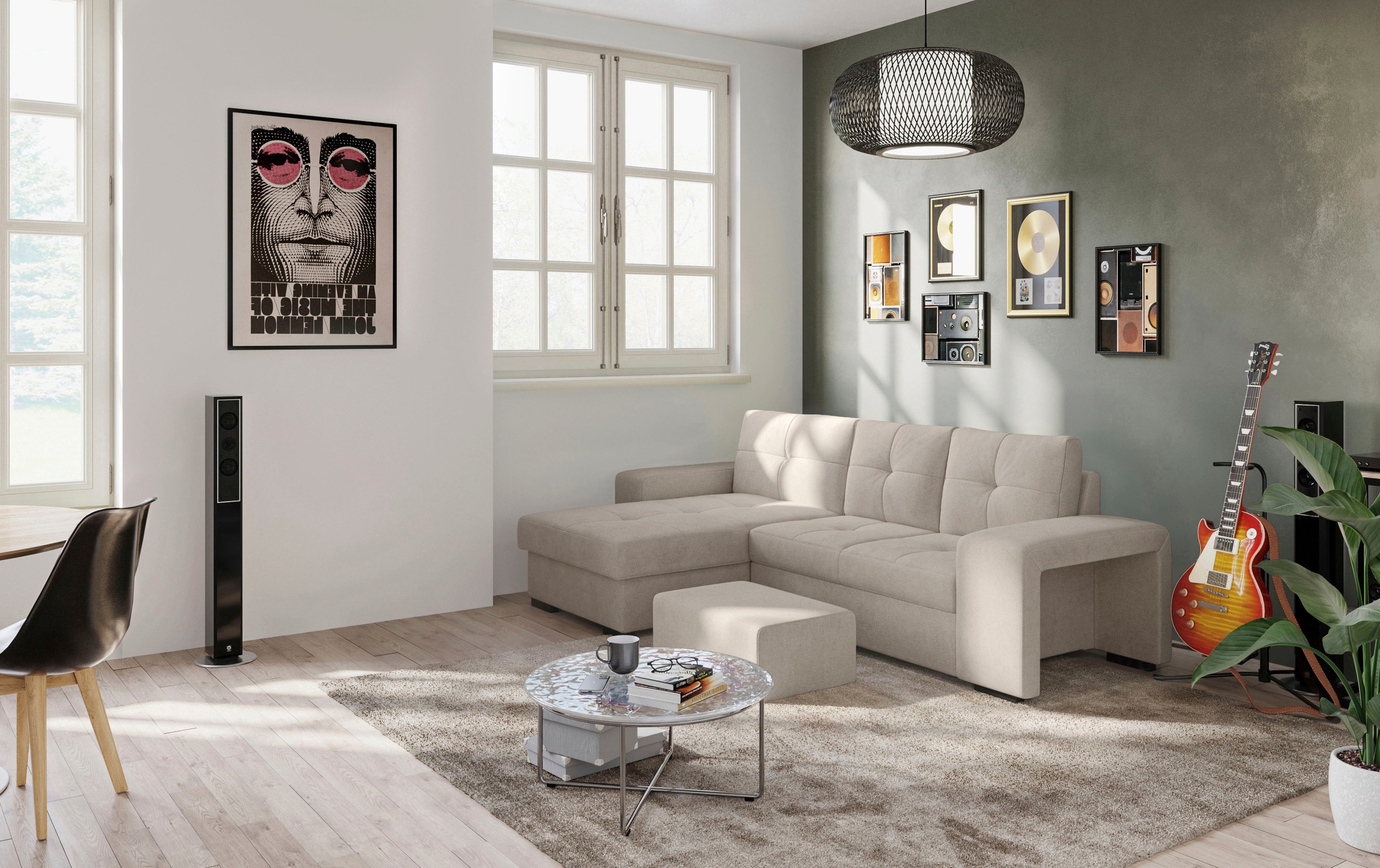 COTTA Ecksofa »Mattina L-Form«, mit Hocker, wahlweise mit Bettfunktion & Bettkasten