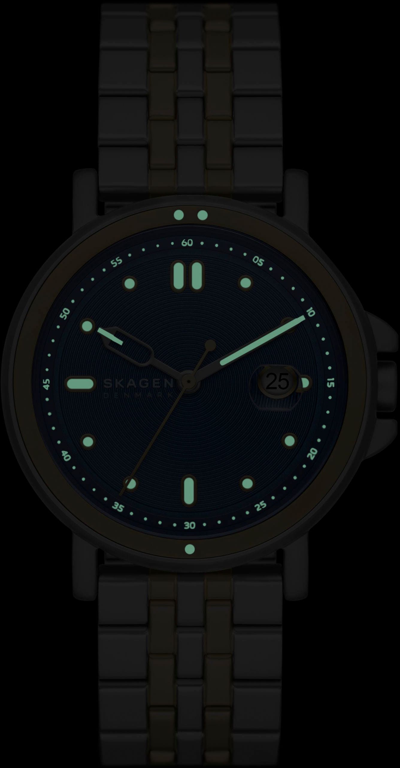 Skagen Quarzuhr »SIGNATUR SPORT«, Armbanduhr, Herrenuhr, Datum, analog, Edelstahlarmband