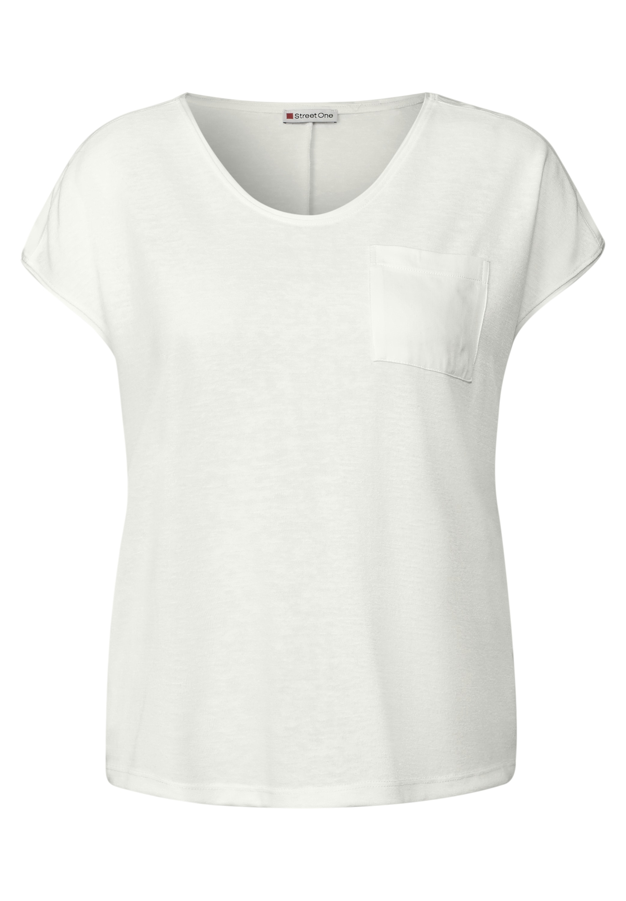 STREET ONE T-Shirt, im Leinen-Look und mit Brusttasche+ö