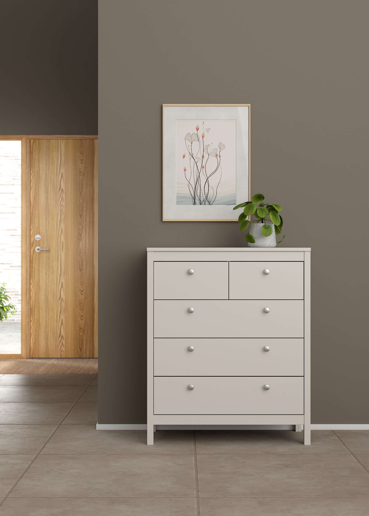 Home affaire Kommode »Madrid, Aufbewahrung, Schubladenschrank, Stauraum« Skandinavisches Design, Wahlweise Leder- oder Metallgriffe