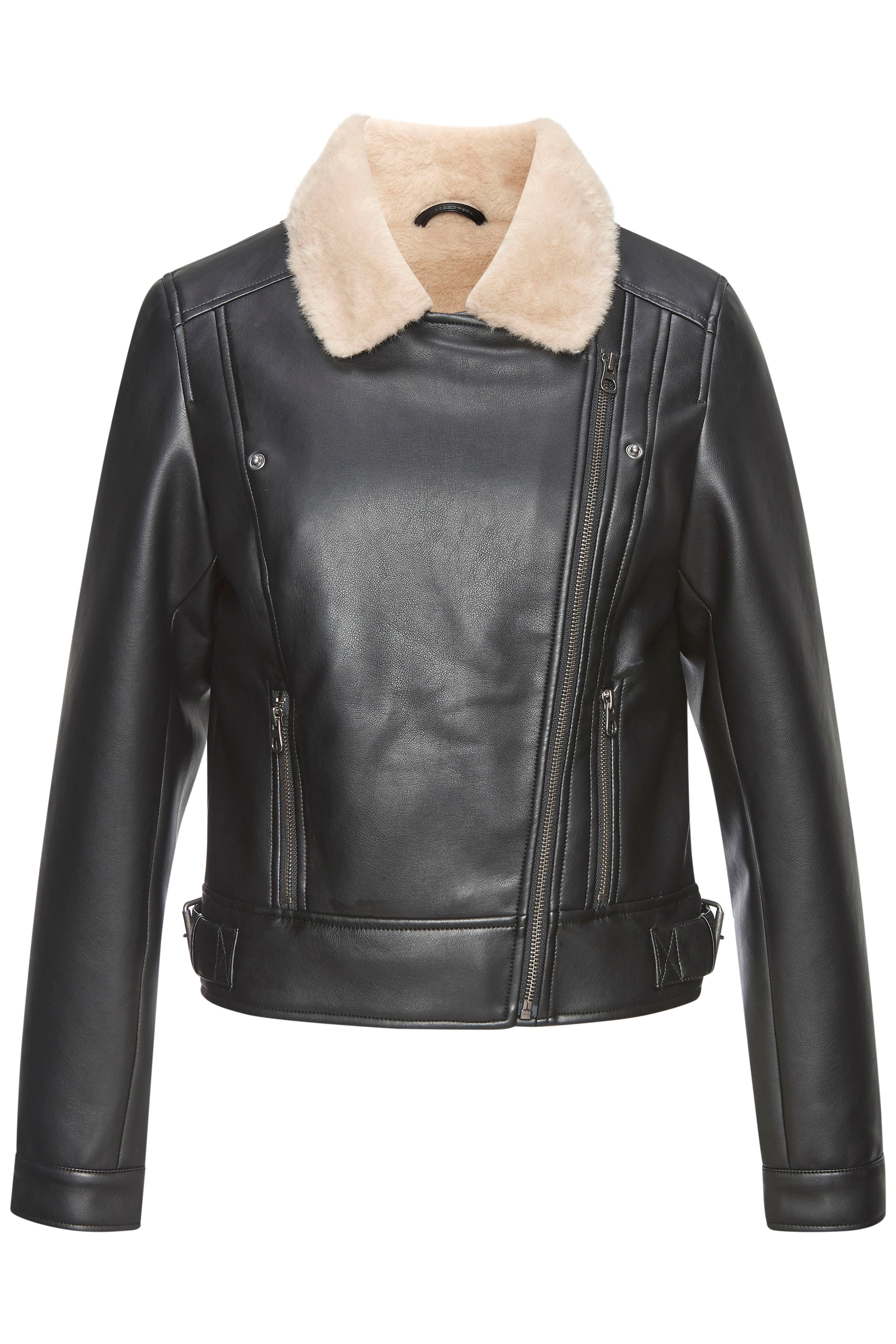 Buffalo Lederimitatjacke mit Lammfellimitat, Shearling-Jacke