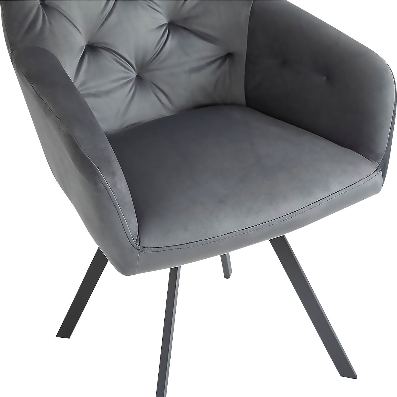 SalesFever Esszimmerstuhl »Toronto Stuhl - Stilvoller Armlehnstuhl mit Steppungen« () 1 Stk.Esszimmersessel, 360° Drehplatte unter der Sitzfläche