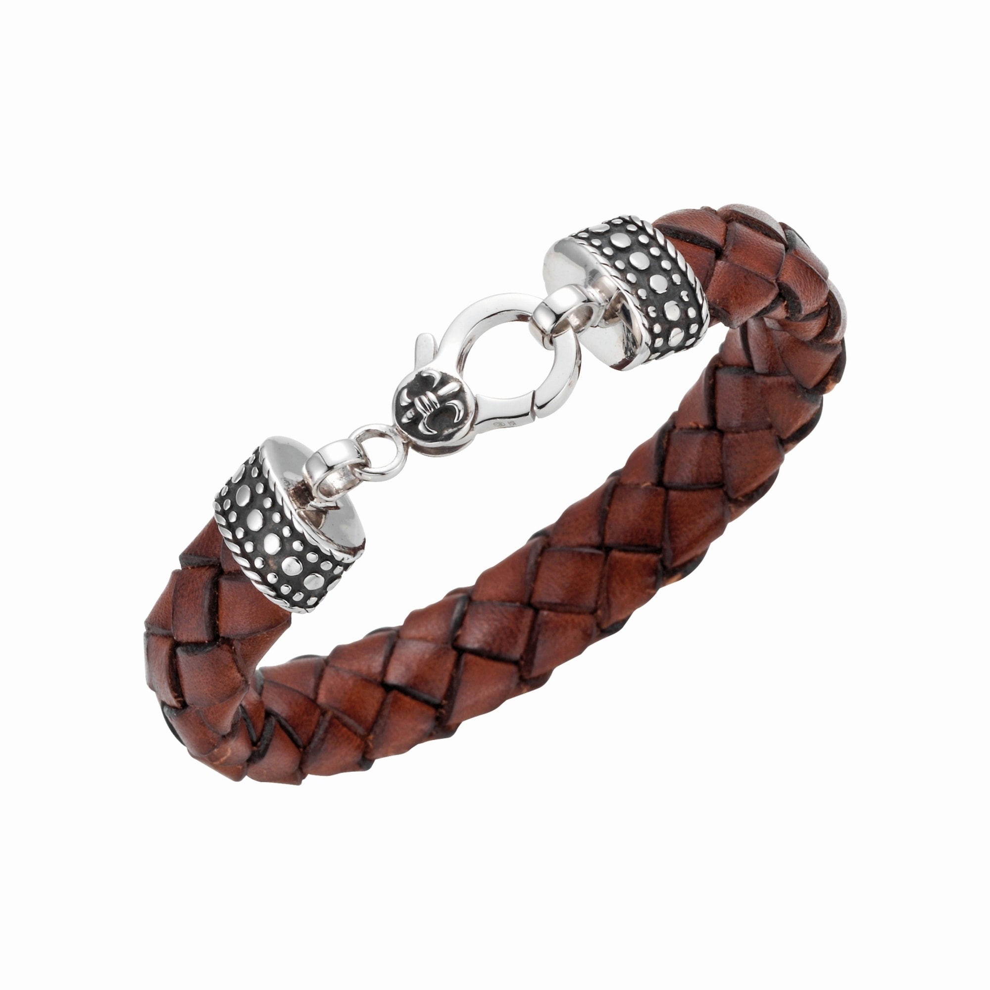 GIORGIO MARTELLO MILANO Armband »Armband mit Ornament, teilweise oxydiert,  Leder braun, Silber 925« bei ♕