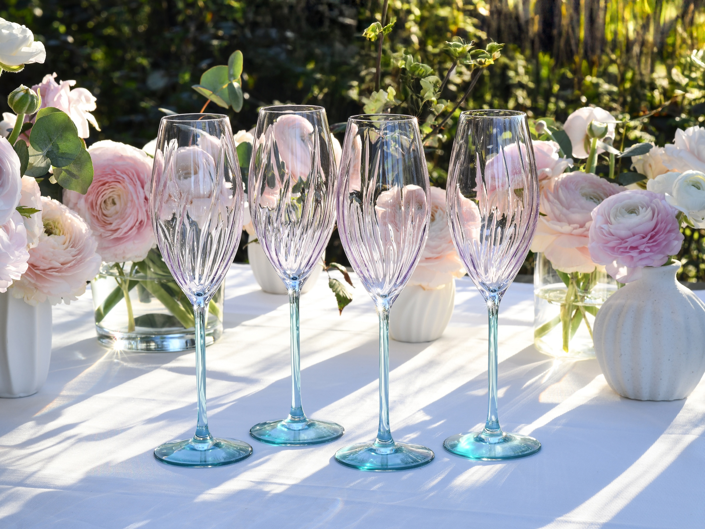 CreaTable Sektglas »Swirly Spring, Sektgläser-Set, 4-tlg.« Rillen Relief, Modern, Sommerlich, Leicht