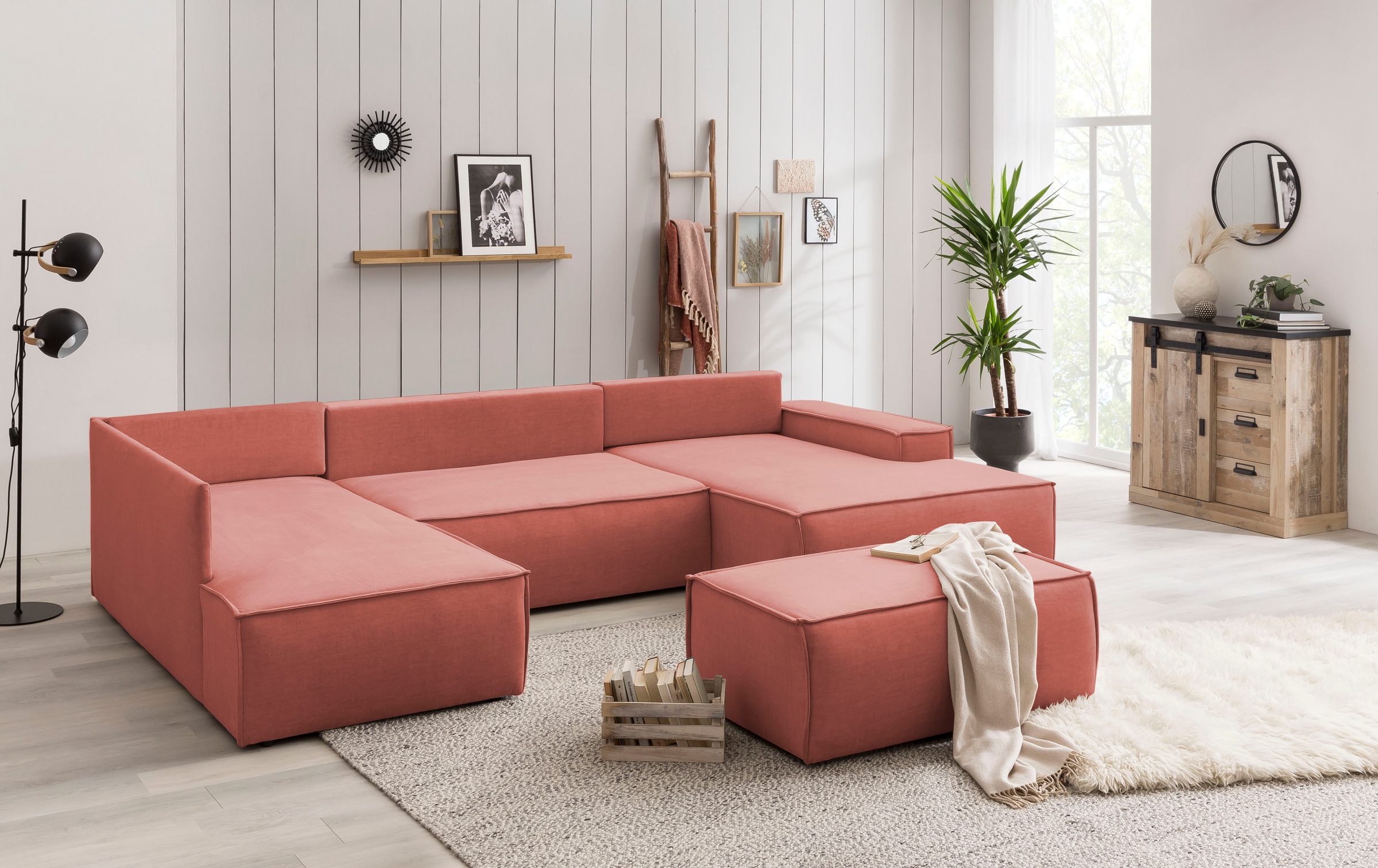 Home affaire Hocker »SHERWOOD, Polsterhocker in 3 Stoffarten verfügbar«, passend zur Polster-Serie SHERWOOD