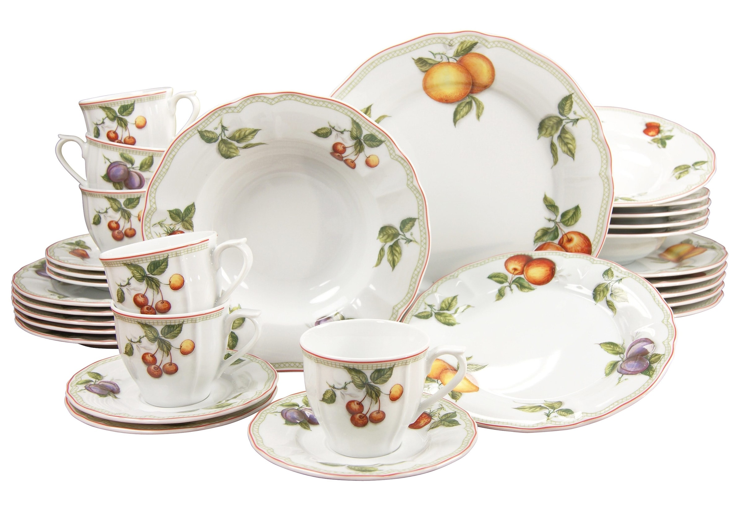 CreaTable Kombiservice »Geschirr-Set Flora Orchard«, mit XXL tlg., für Jahren Tafelservice Service, Personen Kaffeeservice 6 30 und Set, 30 Personen), Garantie für im Teile, 3 (Set, 6