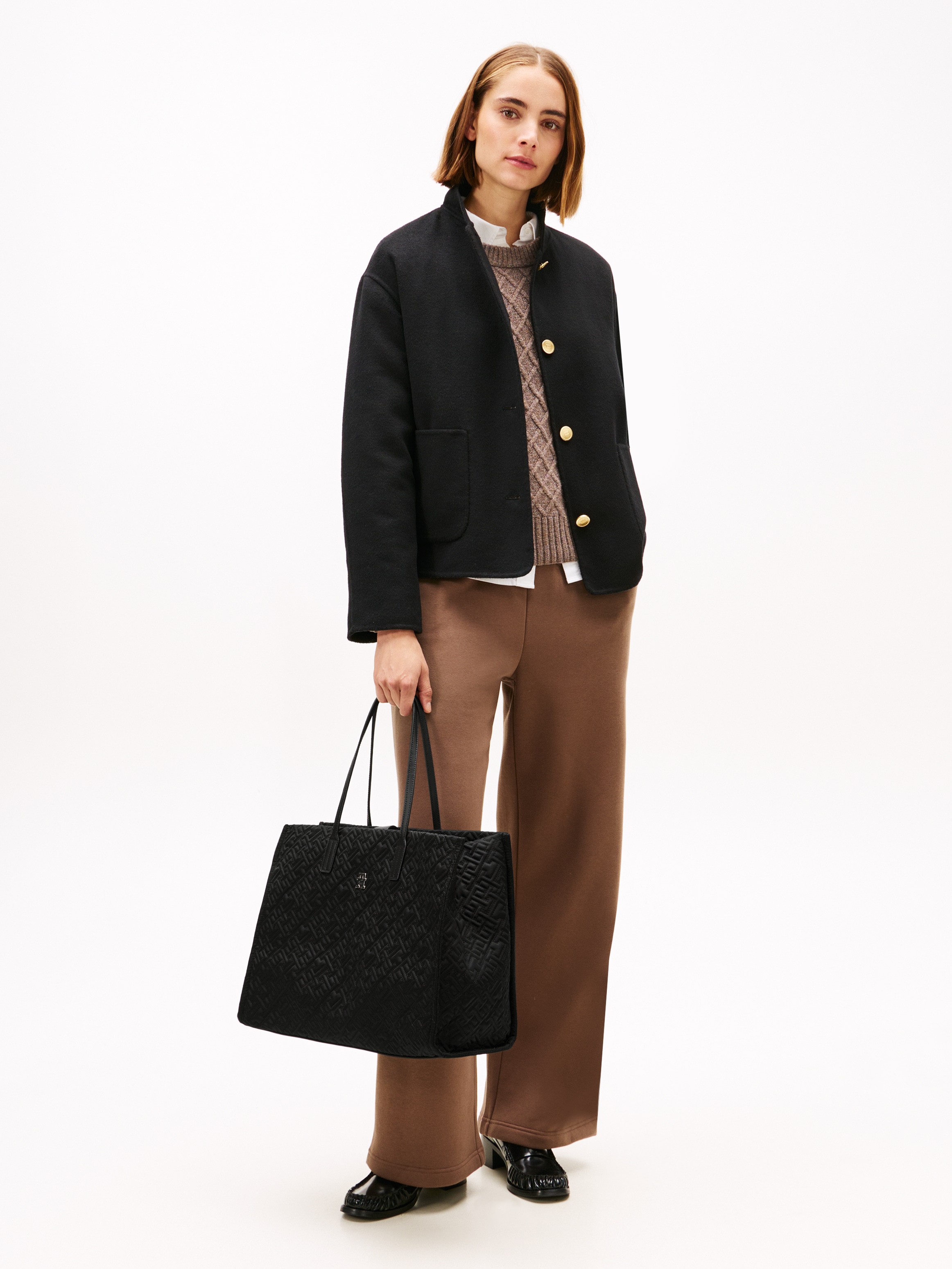 Tommy Hilfiger Tragetasche »TH CITY TOTE MONO NYLON« , Damen Schultertasche, Businesstasche mit TH-Logoemblem