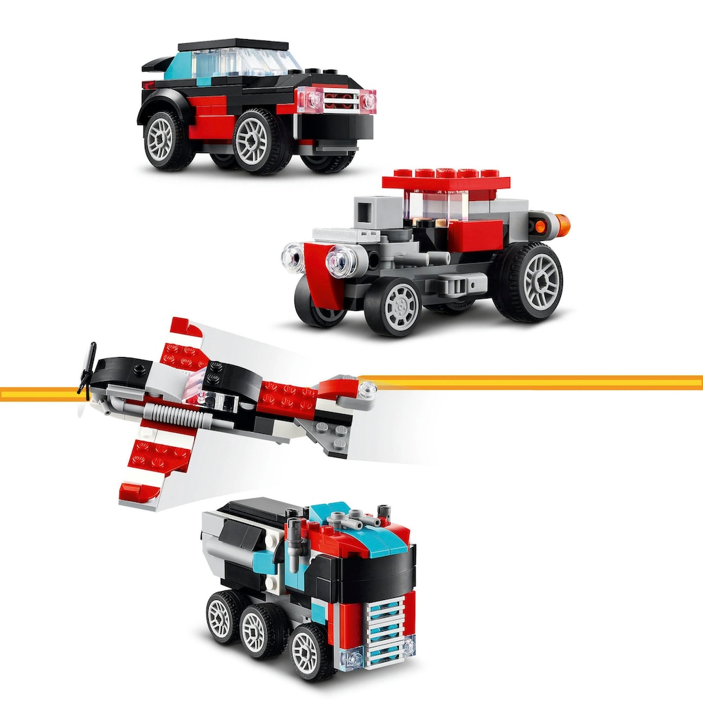 LEGO® Konstruktionsspielsteine »Tieflader mit Hubschrauber (31146), LEGO Creator 3in1«, (270 St.)