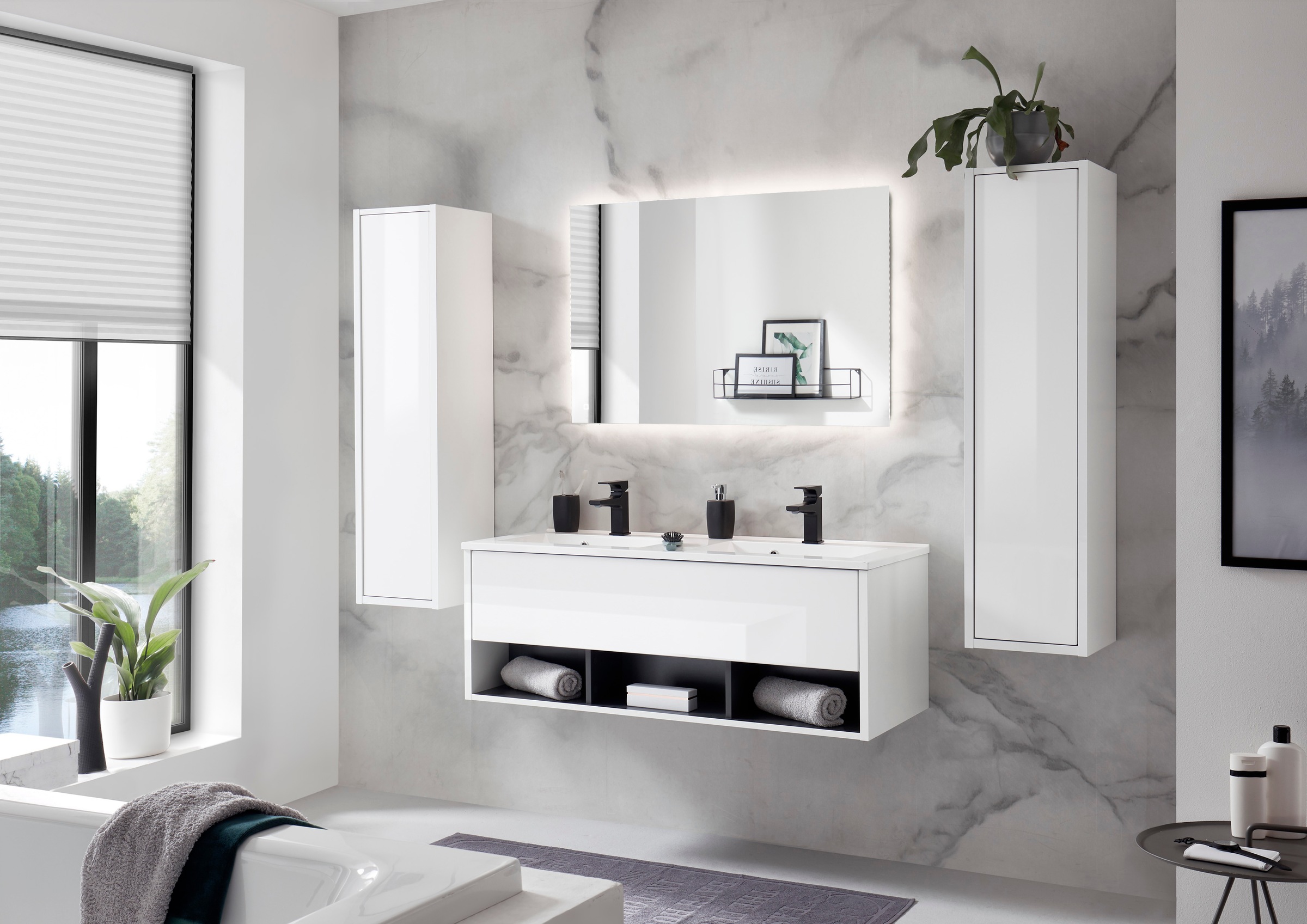 Home affaire Badmöbel-Set »Studio Line, Bad im modernen Design, 4-teiliges Badezimmer« 4 Stk. tlg.