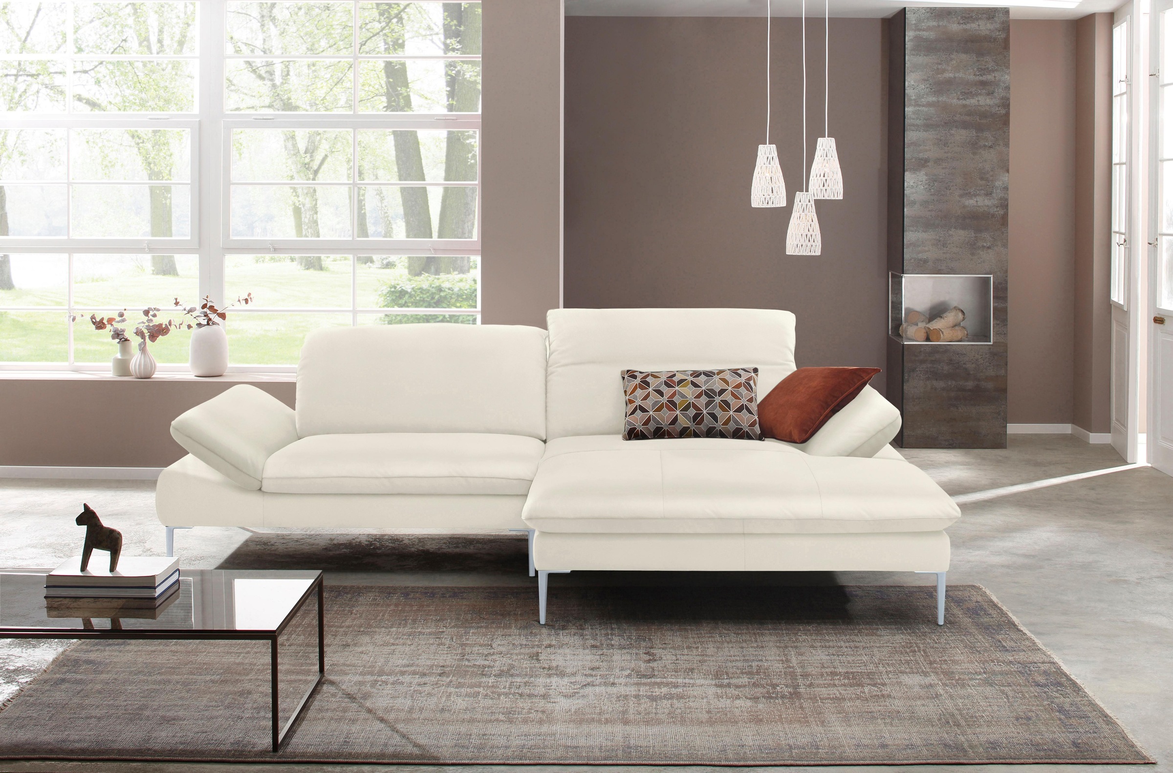W.SCHILLIG Ecksofa »enjoy&MORE, mit tollem Sitzkomfort, elegant und bequem, L-Form«, mit Sitztiefenverstellung, Füße silber matt, Breite 294 cm