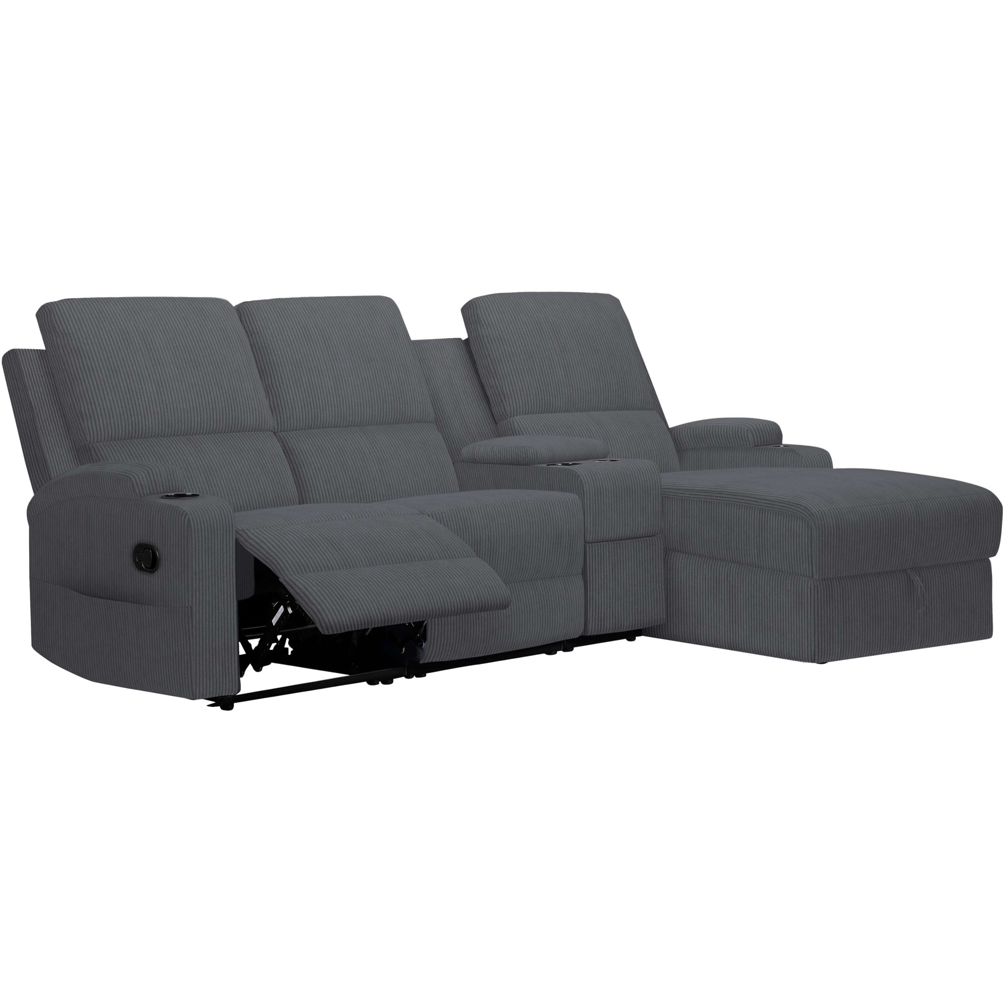 Home affaire Ecksofa »NAPORI Multimediasofa, 3er Kinosessel XXL, L-Form, Cord« Kinosofa mit Relaxfunktion, Getränkehalter, Staufach und Staukasten