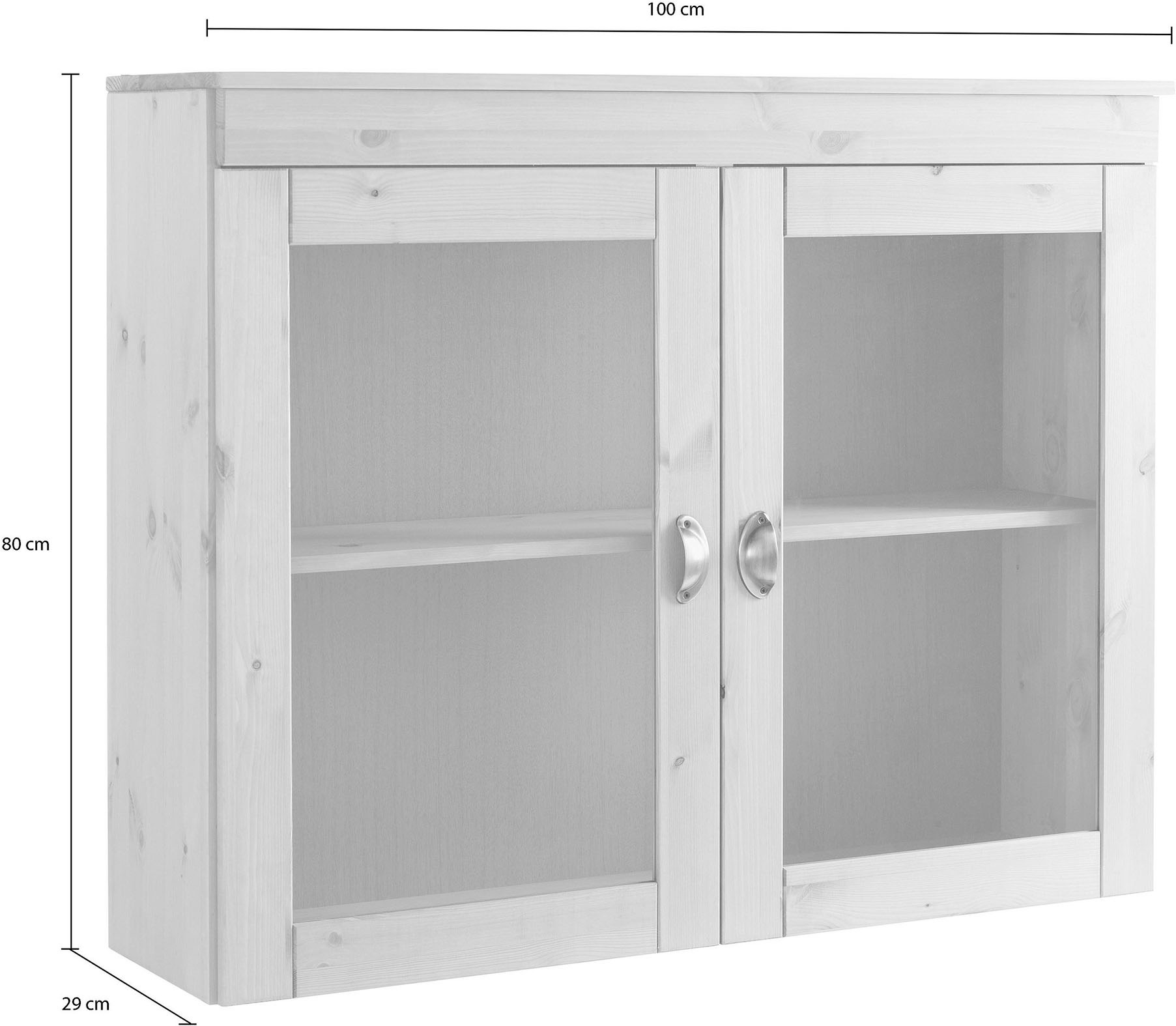 Home affaire Glashängeschrank »Oslo« 100 cm breit, aus massiver Kiefer, mit 2 Glastüren, Metallgriffe