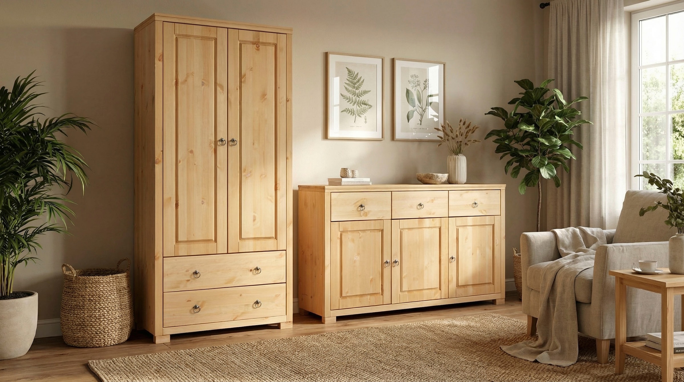 OTTO home Kleiderschrank »Gotland; Wäscheschrank, Mehrzweckschrank mit Schubladen, Landhausstil« B/H/T ca: 80cmx178cmx40cm,  massive Kiefer, FSC® zertifiziert, langlebige Qualität trifft Stil