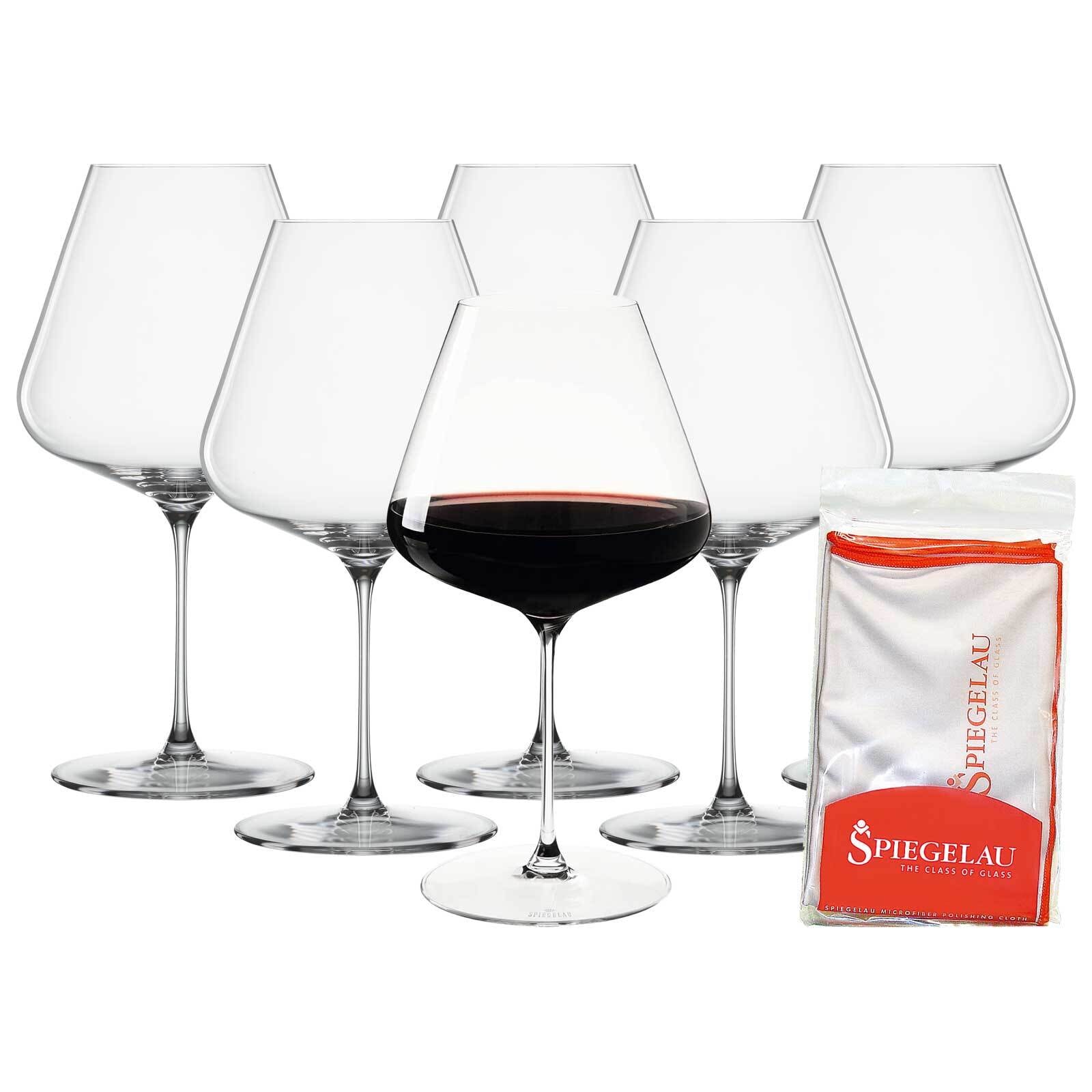 SPIEGELAU Rotweinglas "Burgundergläser + Poliertuch Definition 960 ml 6er Set transparent"