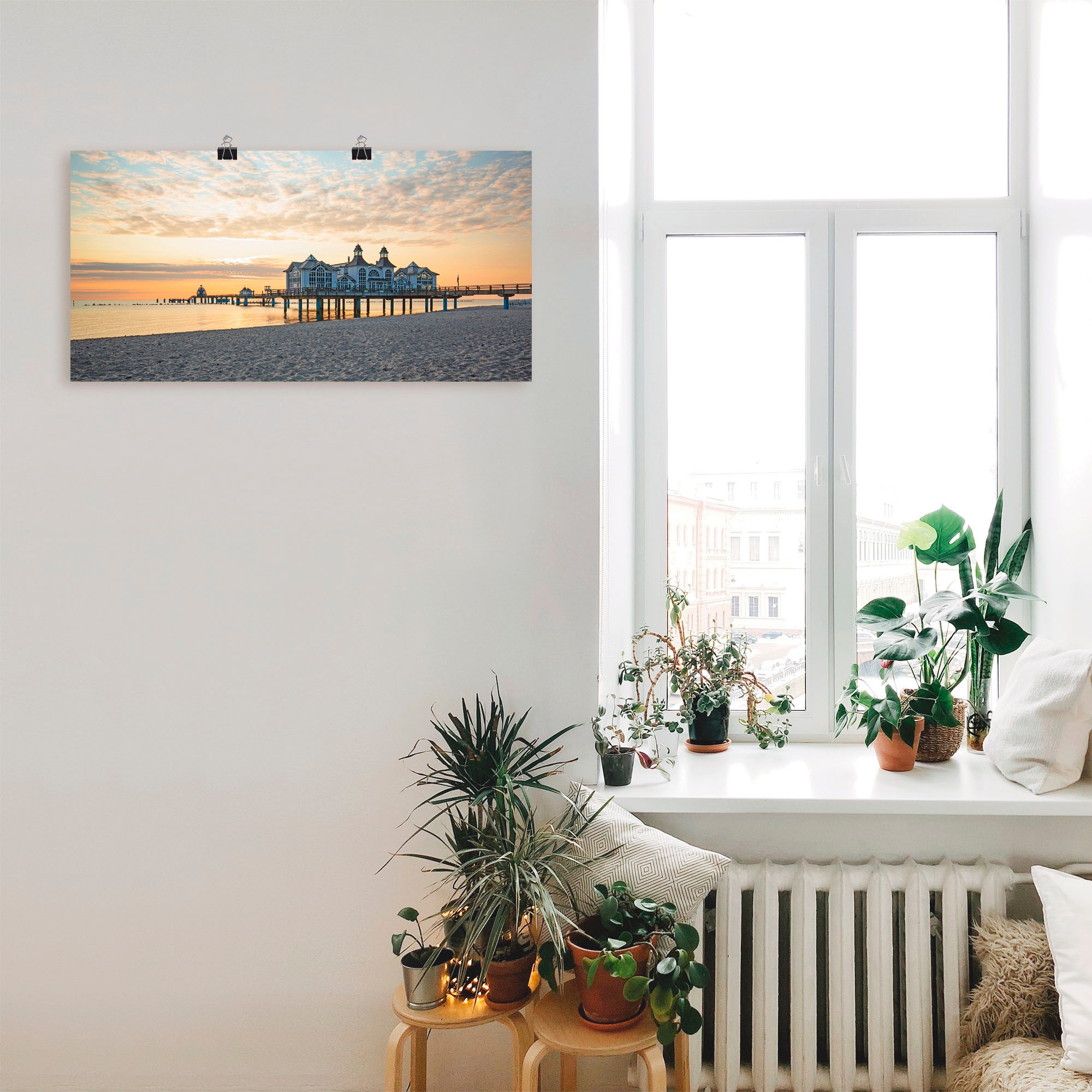 Artland Wandbild »Seebrücke Sellin bei Sonnenaufgang«, Strand, (1 St.), als Leinwandbild, Poster, Wandaufkleber in verschied. Größen