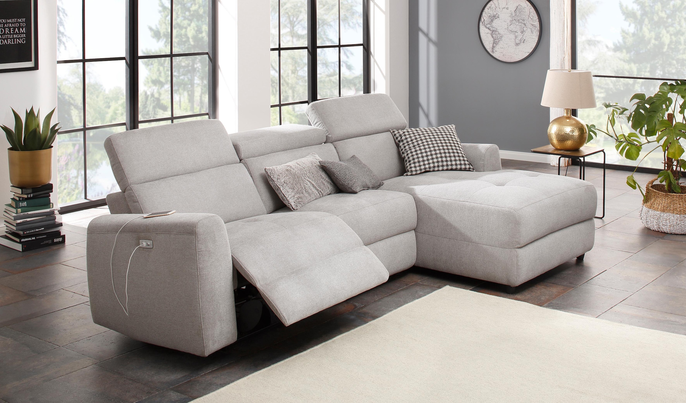 Home affaire Ecksofa »Sentrano, L-Form,«, 275 cm, man. o. elektr. Relaxfunktion und USB/Kopfverstellung