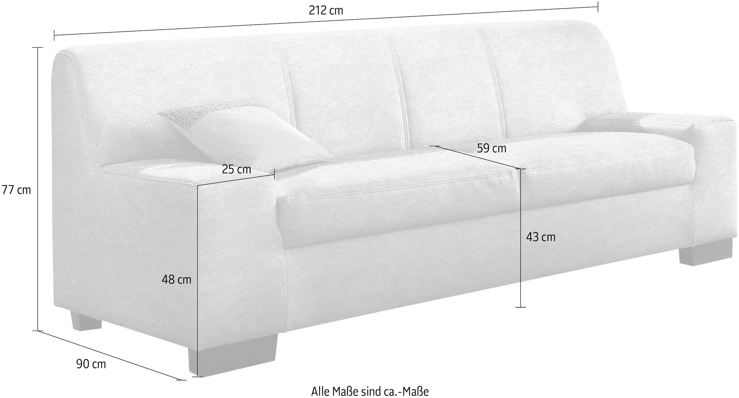 DOMO collection 3-Sitzer »Norma Top, elegant und modern, flache Armlehnen, komfortabel«