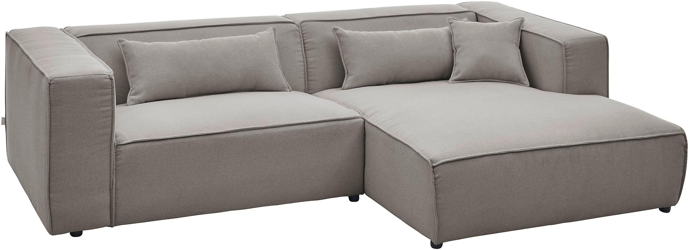LeGer Home by Lena Gercke Ecksofa »PIARA mit Kedernaht, Cord, Leinenoptik o. Strukturstoff, Couch, L-Form«, wahlweise Ottomane rechts/links, schwarze Füße, bequemer Sitzkomfort
