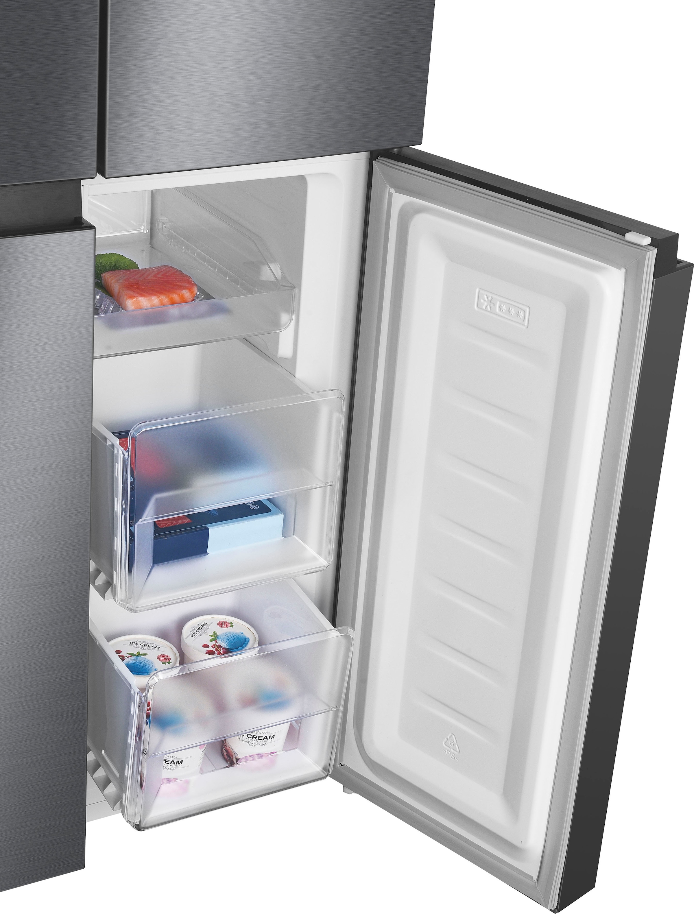 Hanseatic Multi Door »HCDB18080DWDI«, NoFrost, Wasserspender, Display, Türalarm