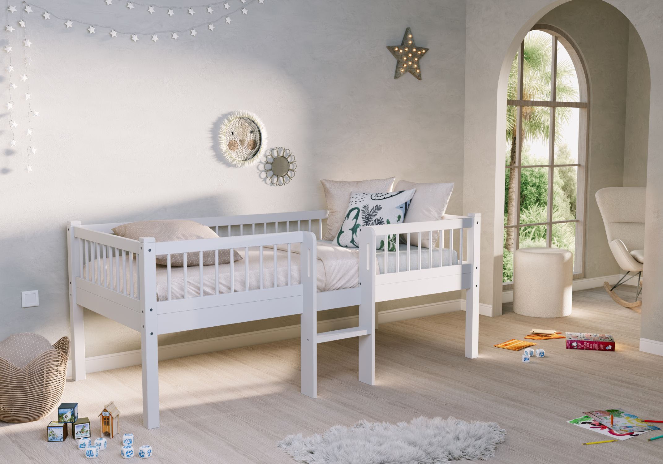 Vipack Massivholzbett »Forrest Massivholzbett Made in Europe, stabil und hochwertig gebaut« 90/200 cm, mit Rollrost und Leiter, seitenverkehrt montierbar, 